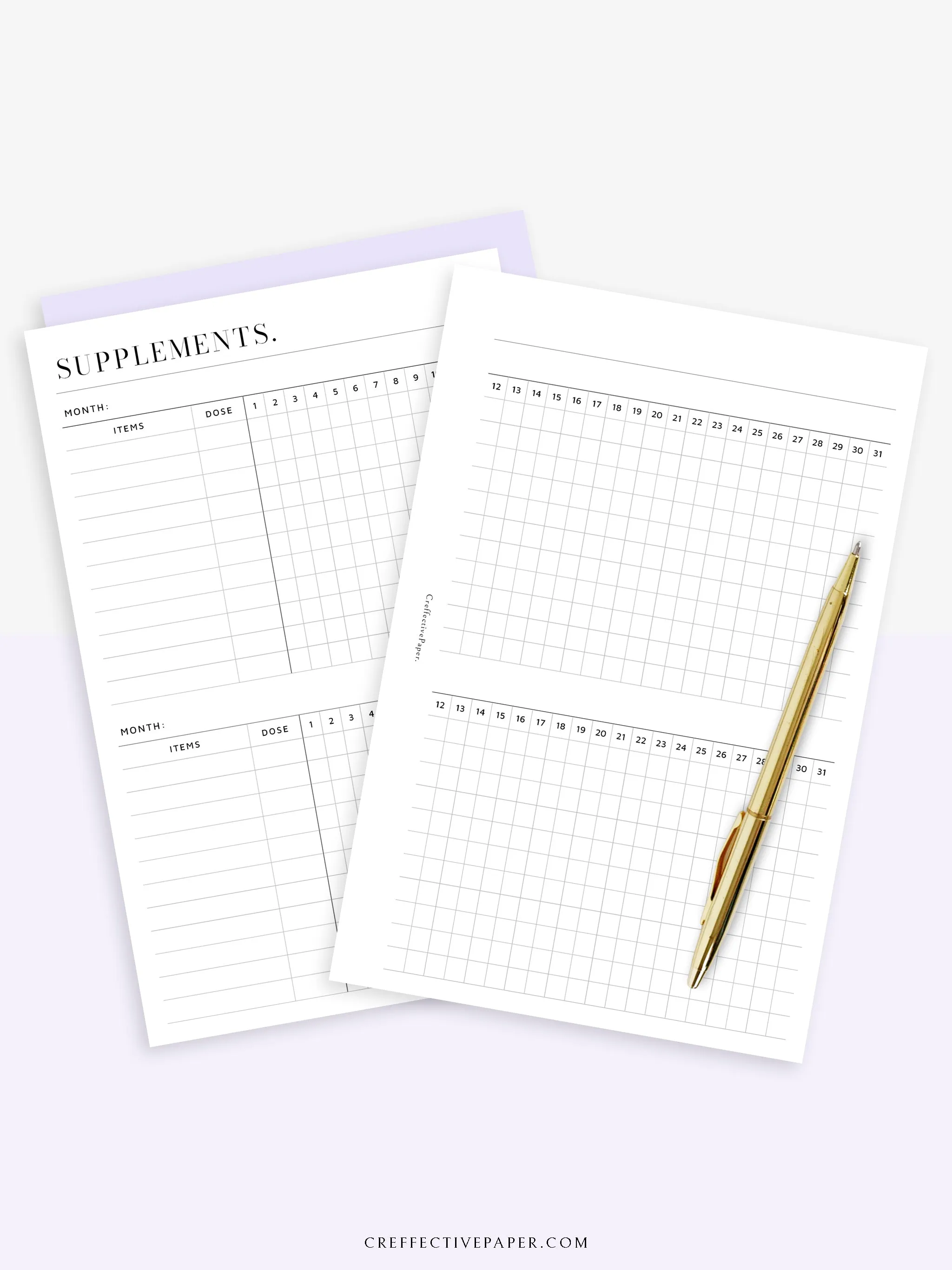 N121-6 | Vitamins & Supplements Tracker, Medication Log Template