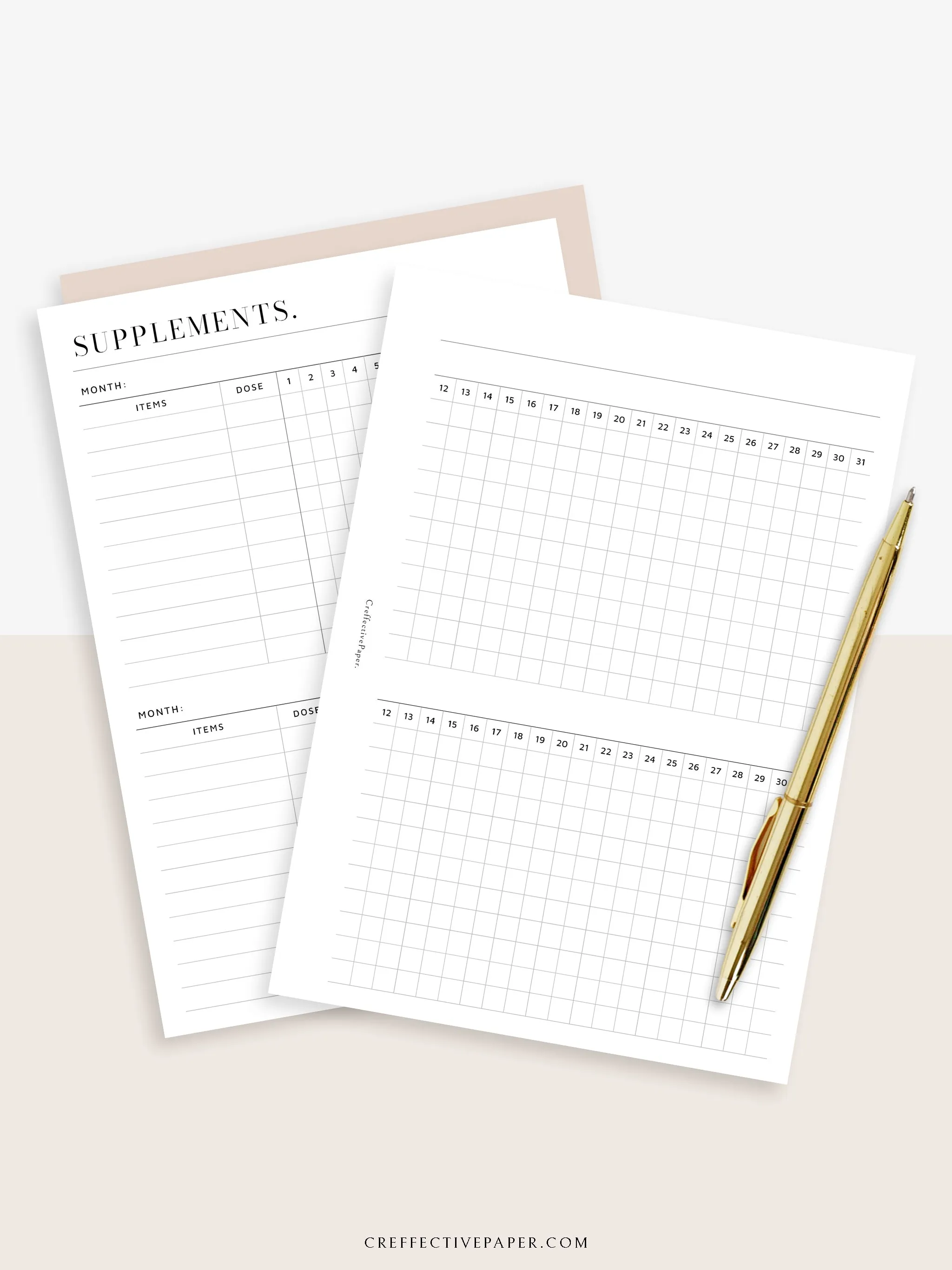 N121-6 | Vitamins & Supplements Tracker, Medication Log Template