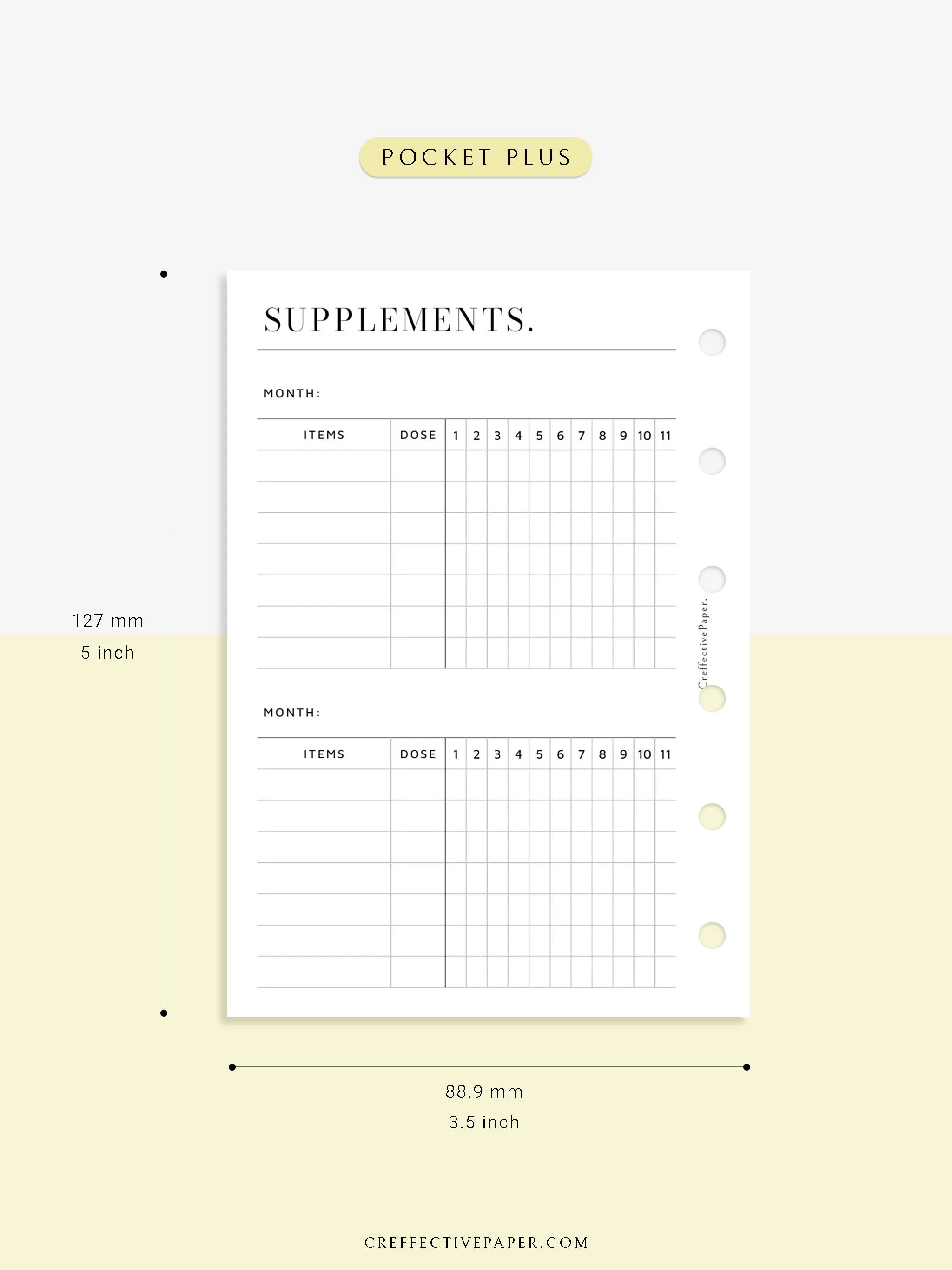 N121-6 | Vitamins & Supplements Tracker, Medication Log Template