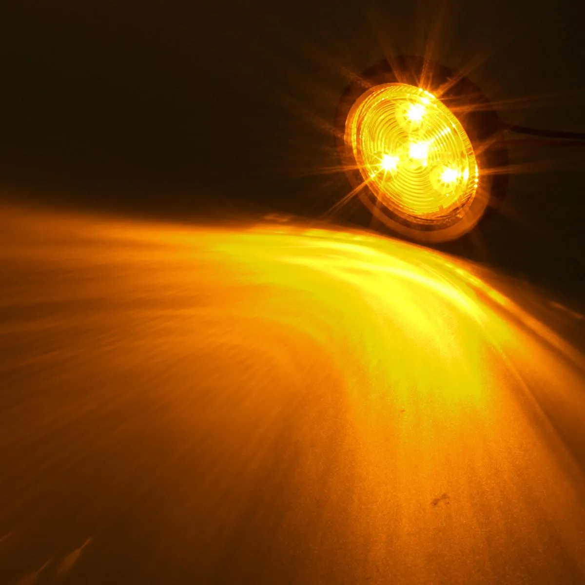 Partsam 2pcs Amber Led Light Trailer 2 inch Round,w/ Plug & Grommet Clearance Marker 4 LED