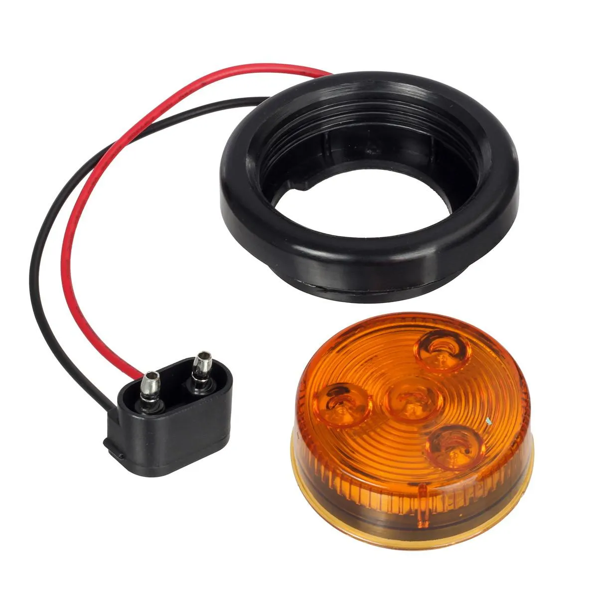 Partsam 2pcs Amber Led Light Trailer 2 inch Round,w/ Plug & Grommet Clearance Marker 4 LED