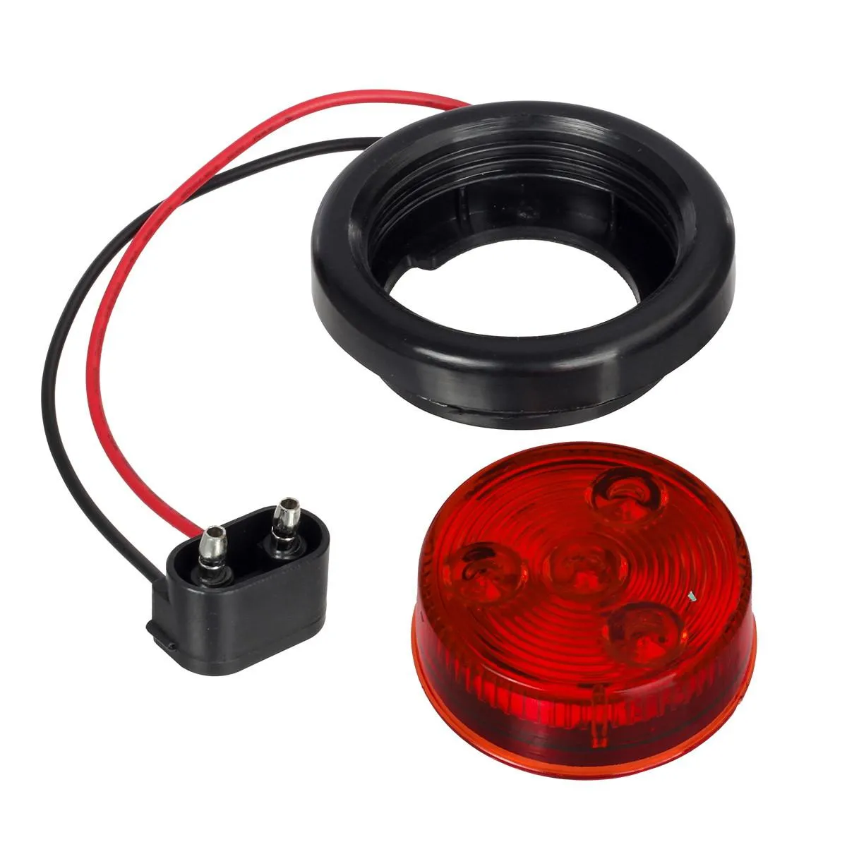 Partsam 4) 2 inch Round LED Red/Amber Clearance/Side Marker Light grommets mount w/ Reflex, 2 Inch Round LED Trailer Clearance and Side Marker Lights Kit with Light Grommet and Wire Pigtail Truck RV
