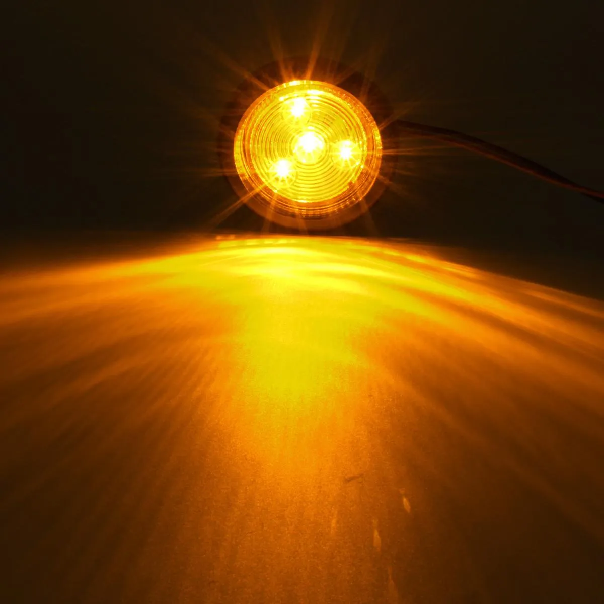 Partsam 5pcs 2 inch Amber Round Sealed Clearance Marker Light 4 LED Mount Grommet/Pigtails