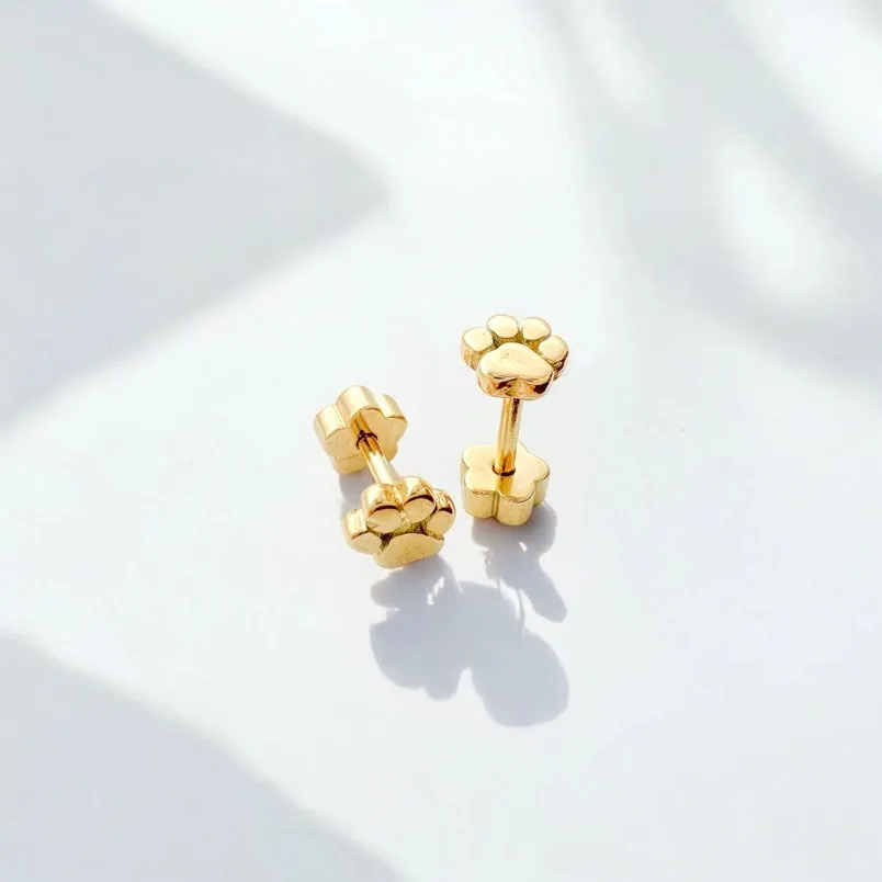 Paw Print Tiny Stud Earrings