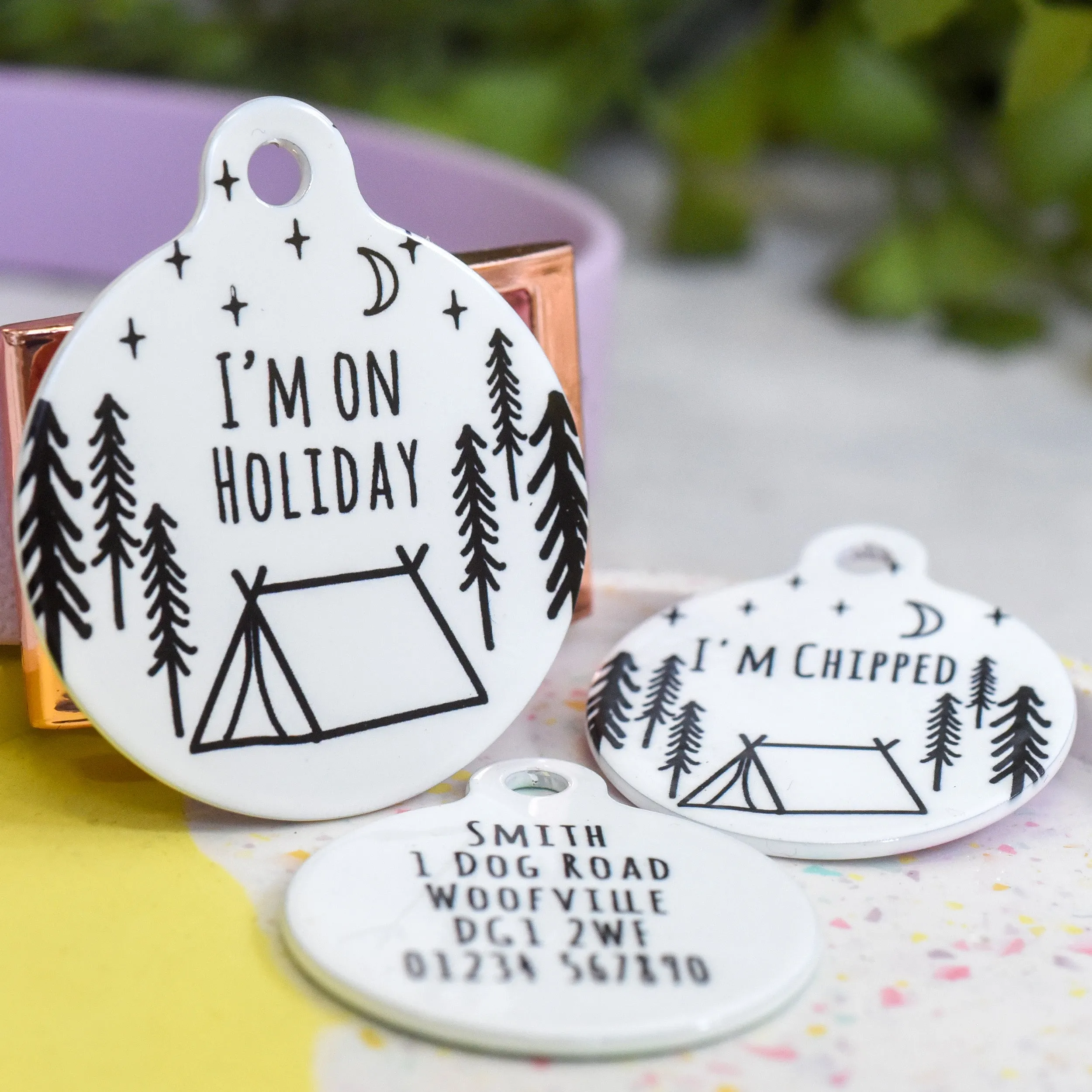 Personalised Camping Pet Name ID Tag