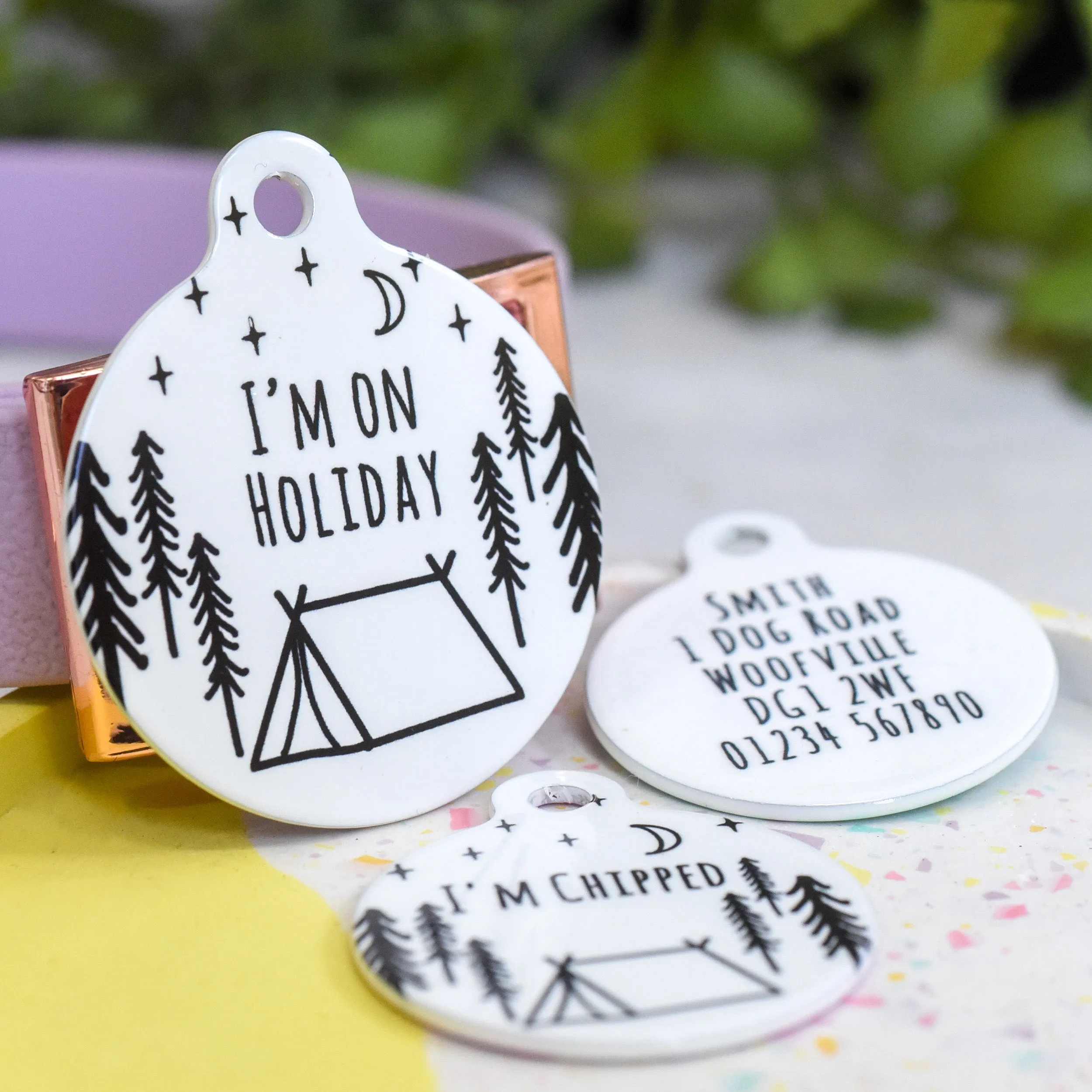 Personalised Camping Pet Name ID Tag