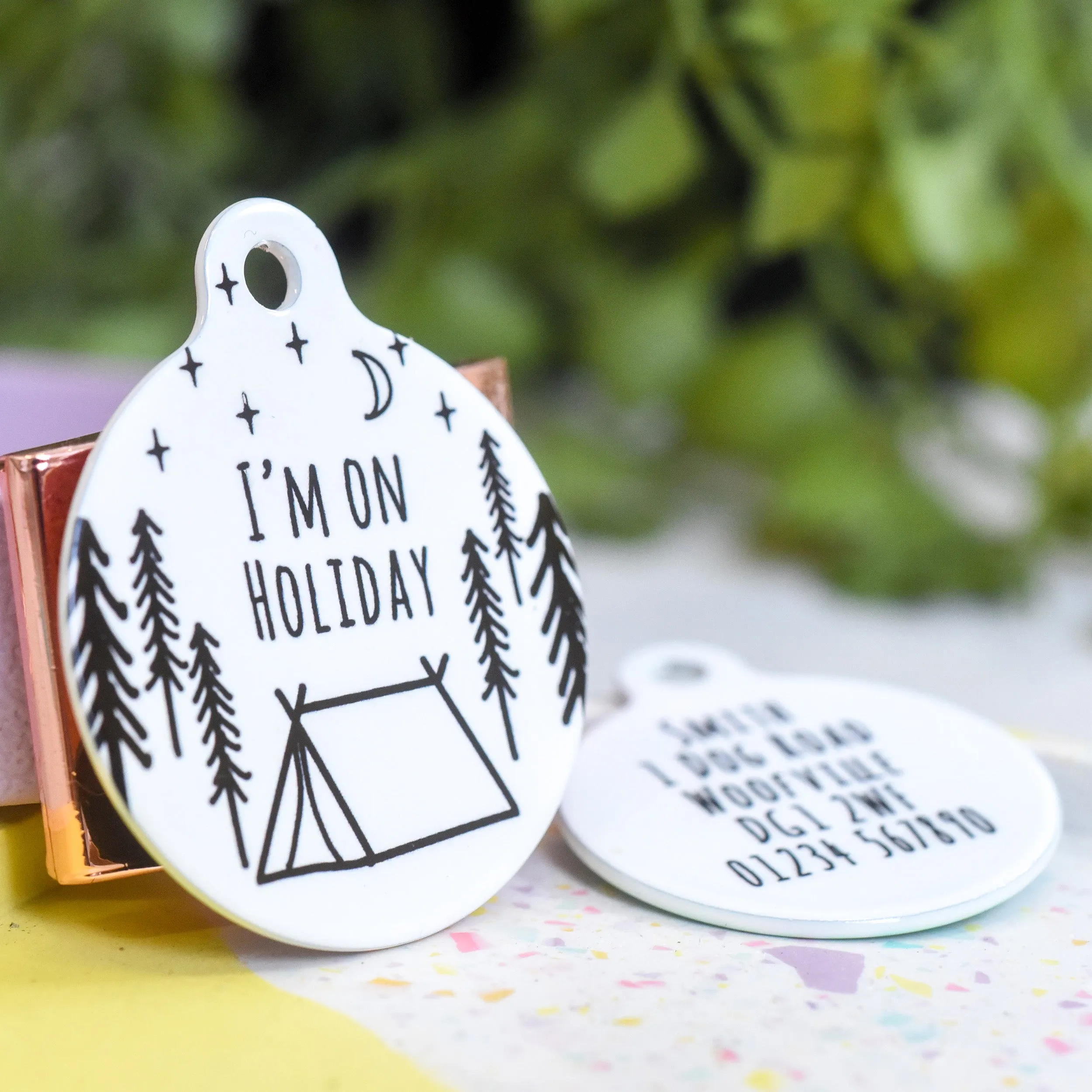 Personalised Camping Pet Name ID Tag