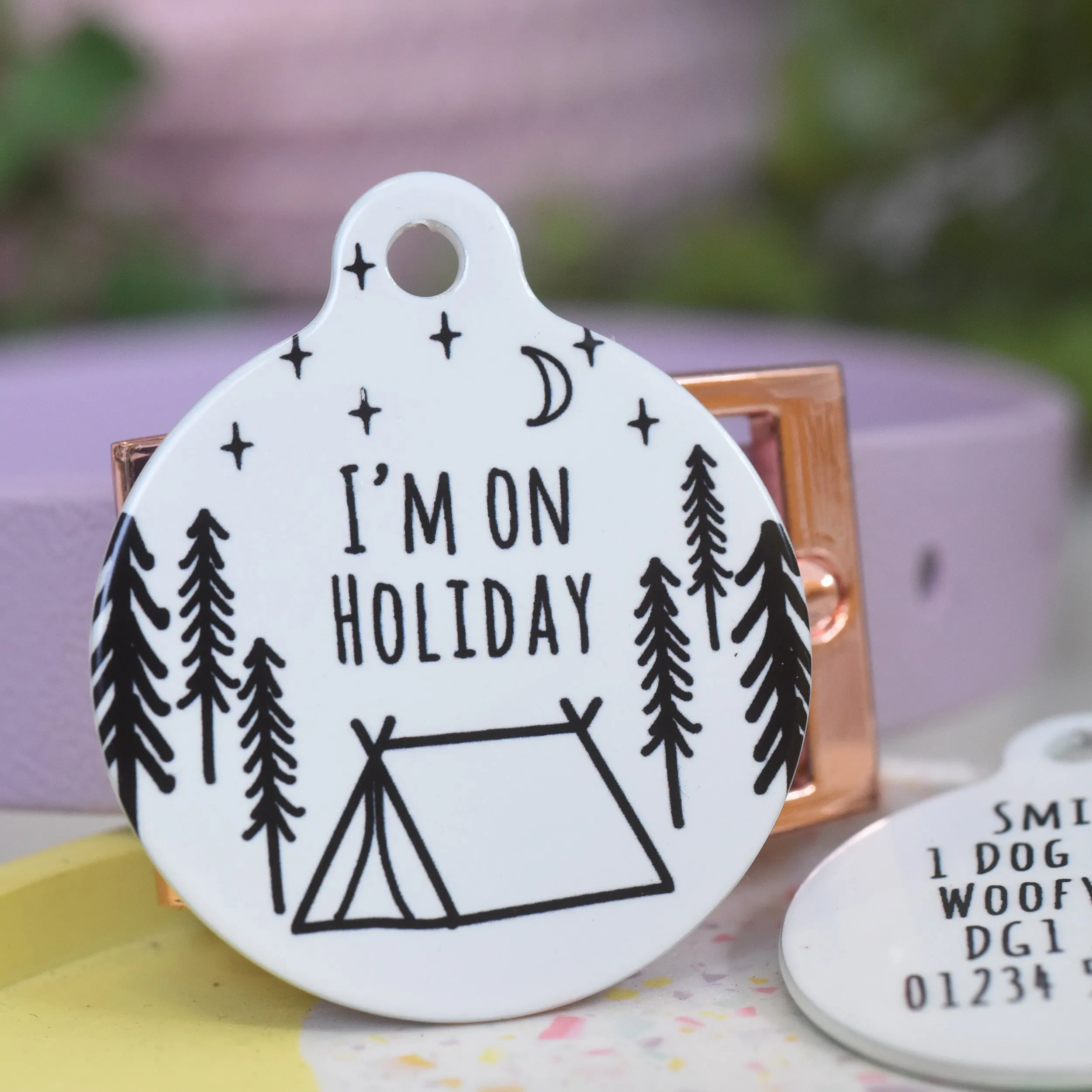 Personalised Camping Pet Name ID Tag