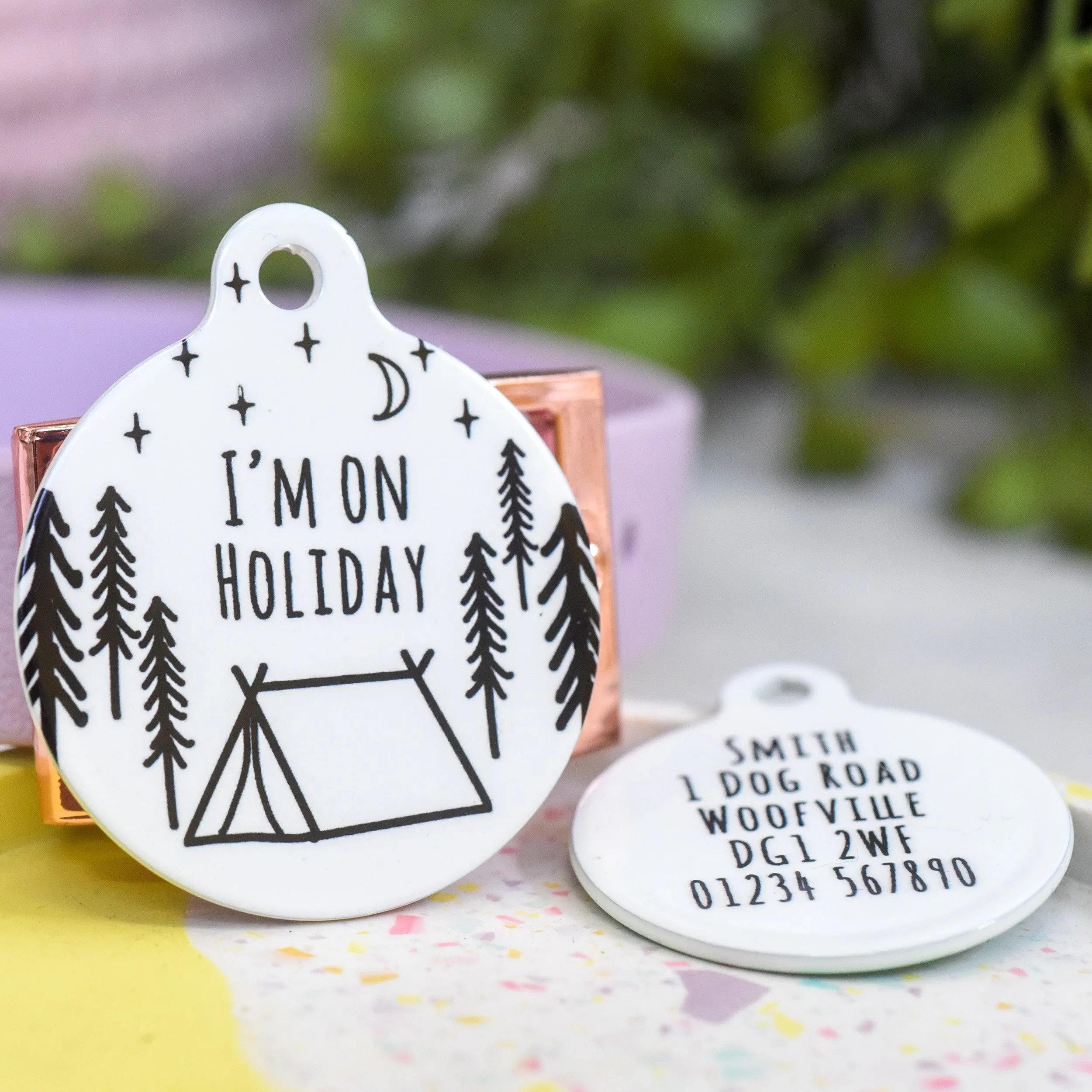 Personalised Camping Pet Name ID Tag