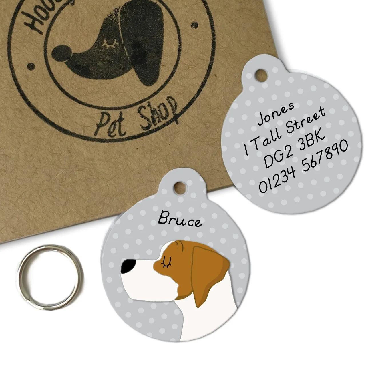 Personalised English Pointer Dog Tag - Polka Dot