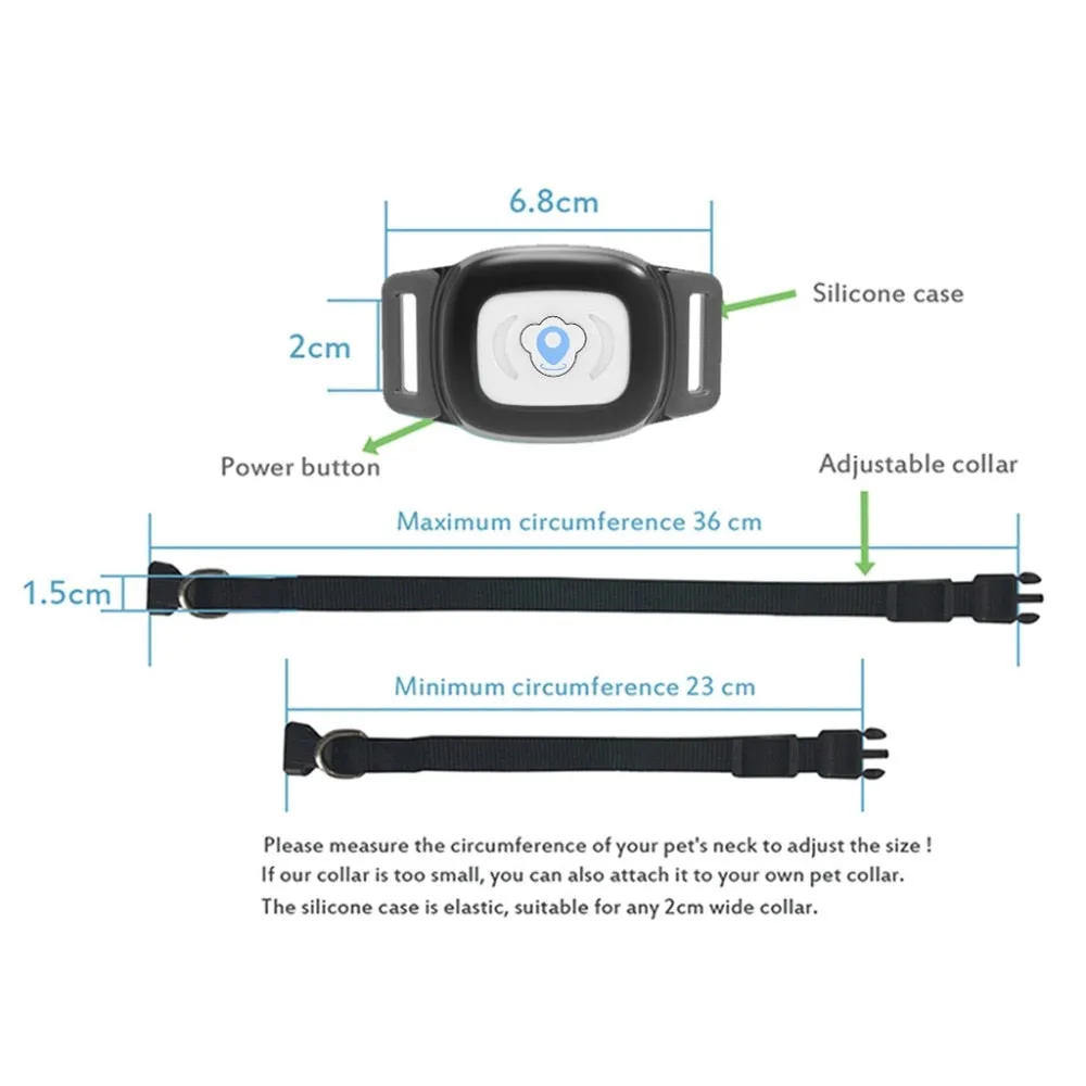 Pet GPS Tracker, Smart Waterproof IP67 MiNi Pet GPS AGPS LBS Tracking Tracker Collar For Dog Cat AGPS LBS SMS Positioning Geo-Fence Track Device