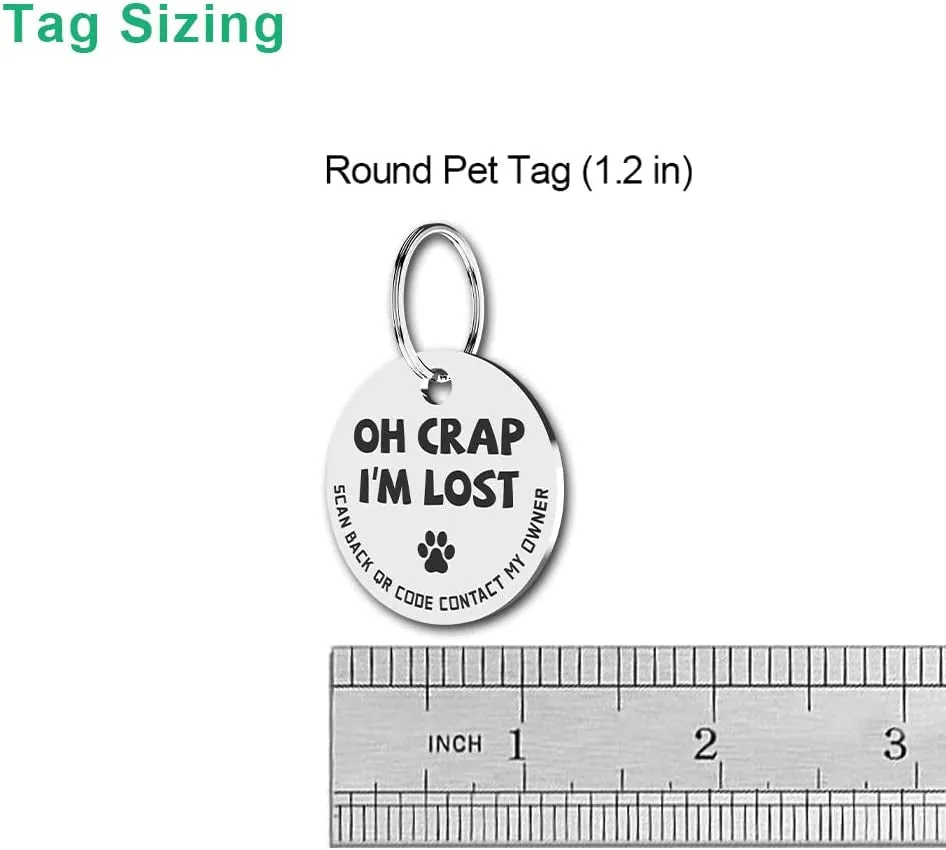 Pet ID Tags Dog Tags Stainless Steel QR Code Pet Online Profile Scan QR Receive Instant Pet Location Alert Email