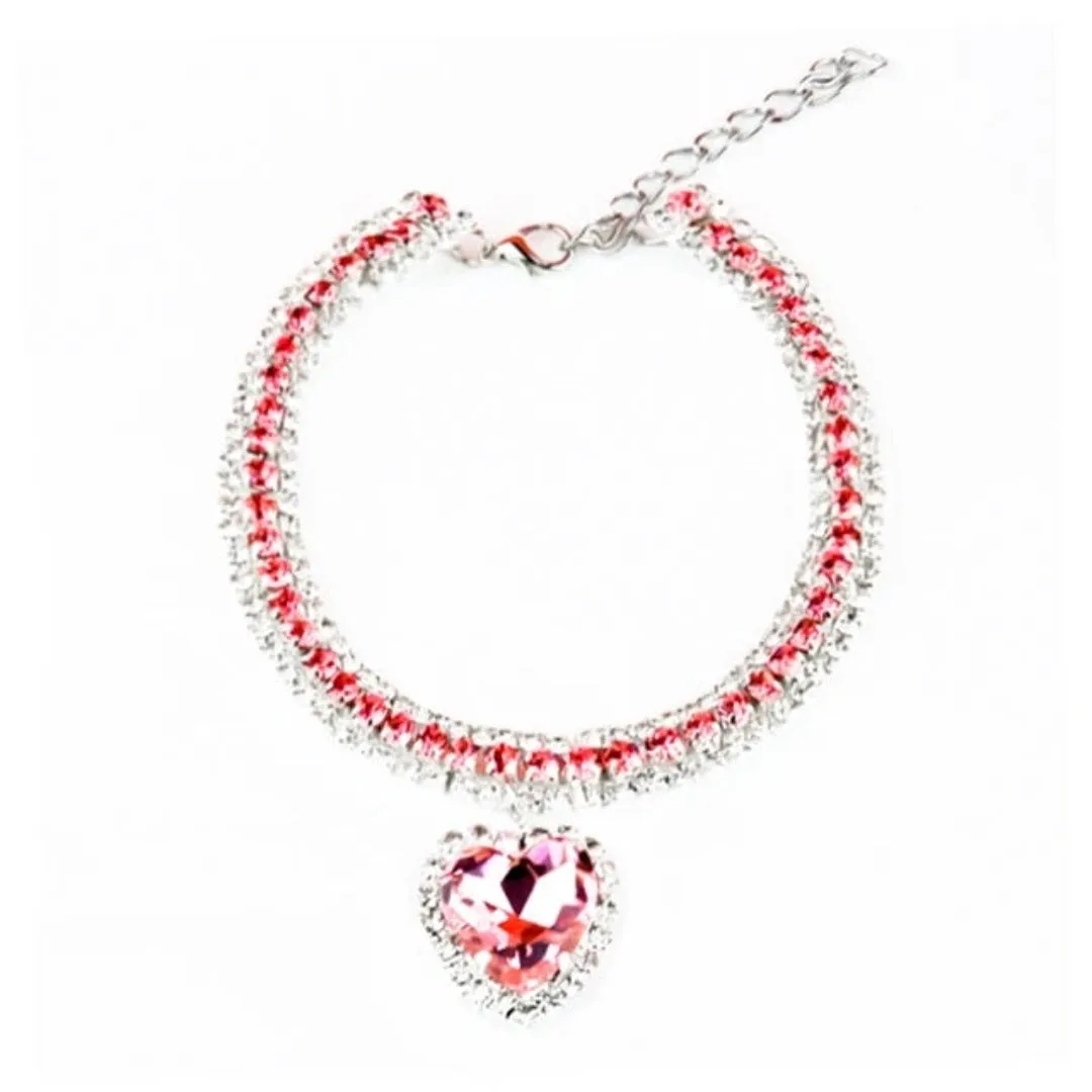 PetAffairs Love-Heart Pendant Rhinestone Pet Collar