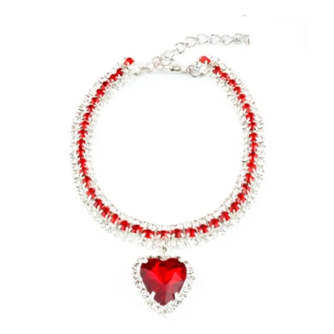 PetAffairs Love-Heart Pendant Rhinestone Pet Collar