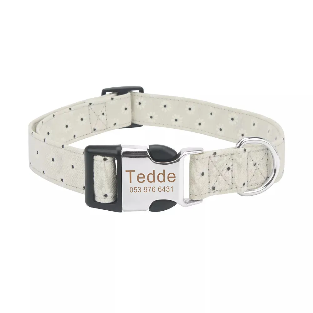 PetAffairs Pet Flower Dog Collar with Engraved ID Tag