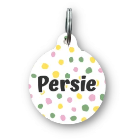 Pink Dancing Dots Circle Pet Tag