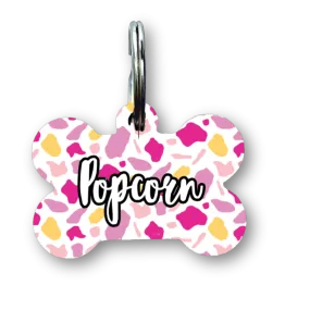 Pink Terrazzo Bone Dog Tag