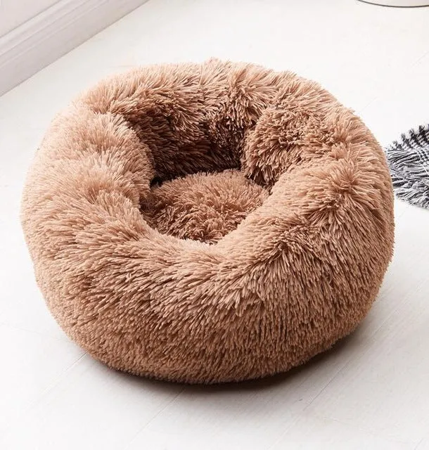 Plush Bed Soft Long Plush Bed Round Pet Dog Bed For Small Dogs Cats Nest Winter Warm Sleeping Bed Puppy Mat