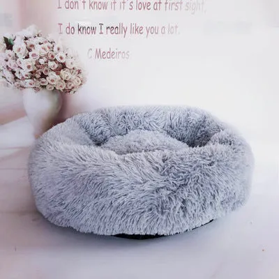 Plush Bed Soft Long Plush Bed Round Pet Dog Bed For Small Dogs Cats Nest Winter Warm Sleeping Bed Puppy Mat