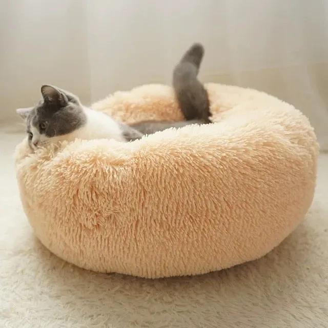 Plush Bed Soft Long Plush Bed Round Pet Dog Bed For Small Dogs Cats Nest Winter Warm Sleeping Bed Puppy Mat