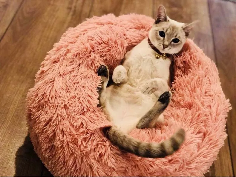 Plush Bed Soft Long Plush Bed Round Pet Dog Bed For Small Dogs Cats Nest Winter Warm Sleeping Bed Puppy Mat