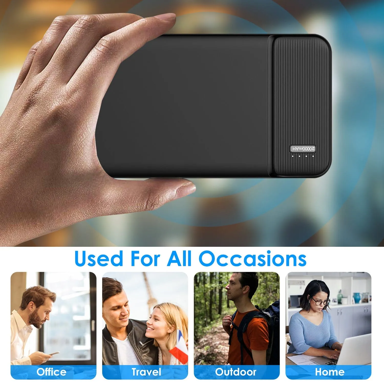 Portable Power Bank Phone Charger with 1 Micro USB Cable