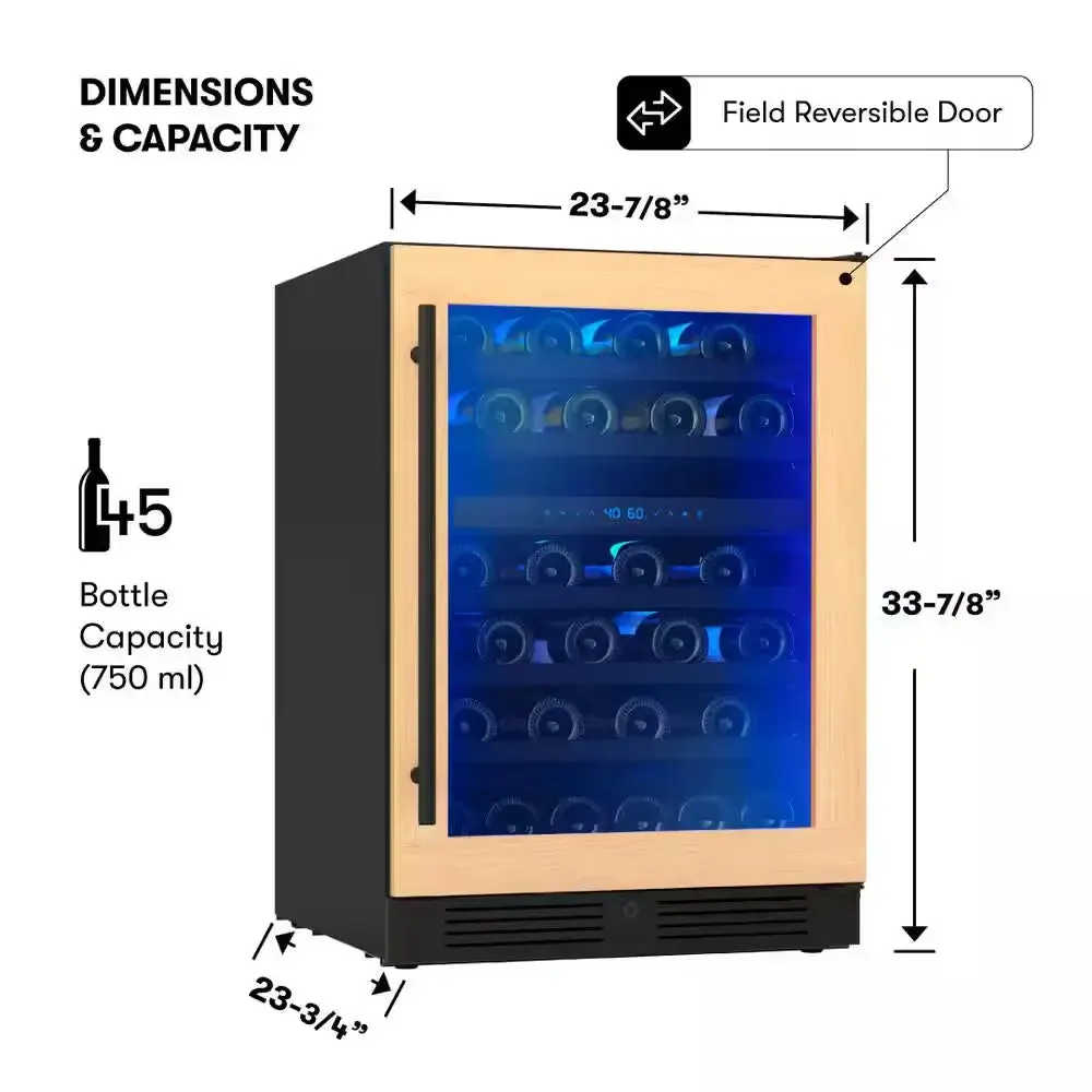 Presrv 24 In. 45-Bottle Dual Zone Panel-Ready Wine Cooler