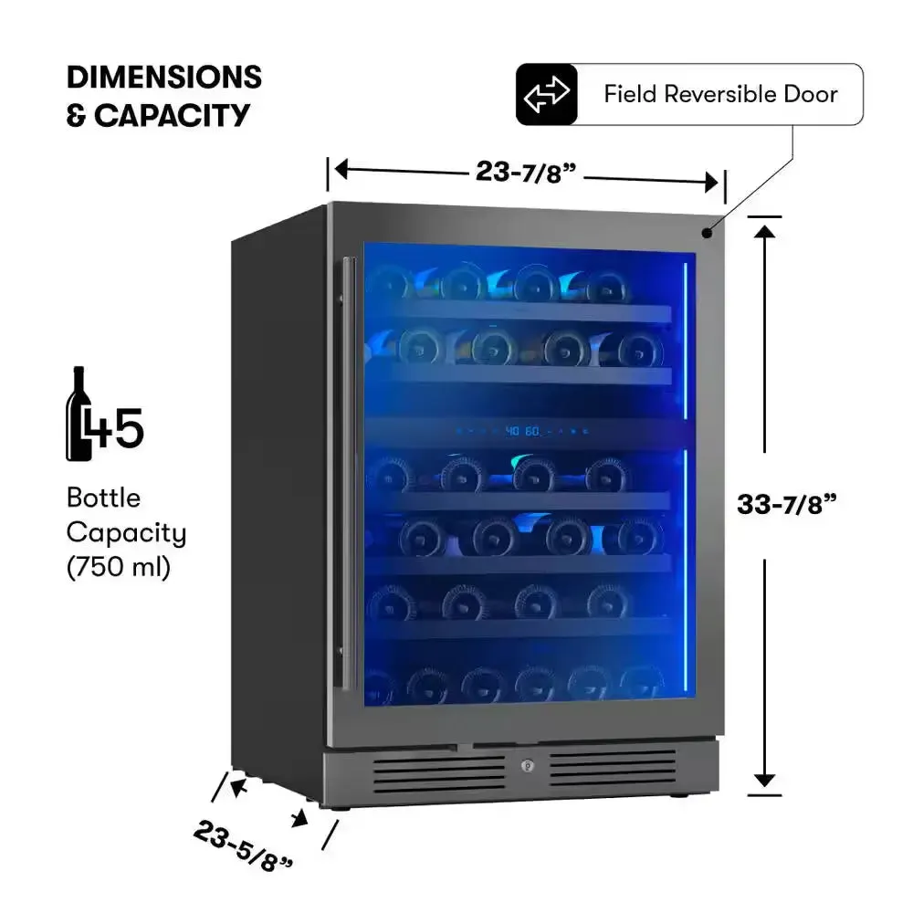 Presrv 24 In. 45-Bottle Dual Zone Wine Cooler