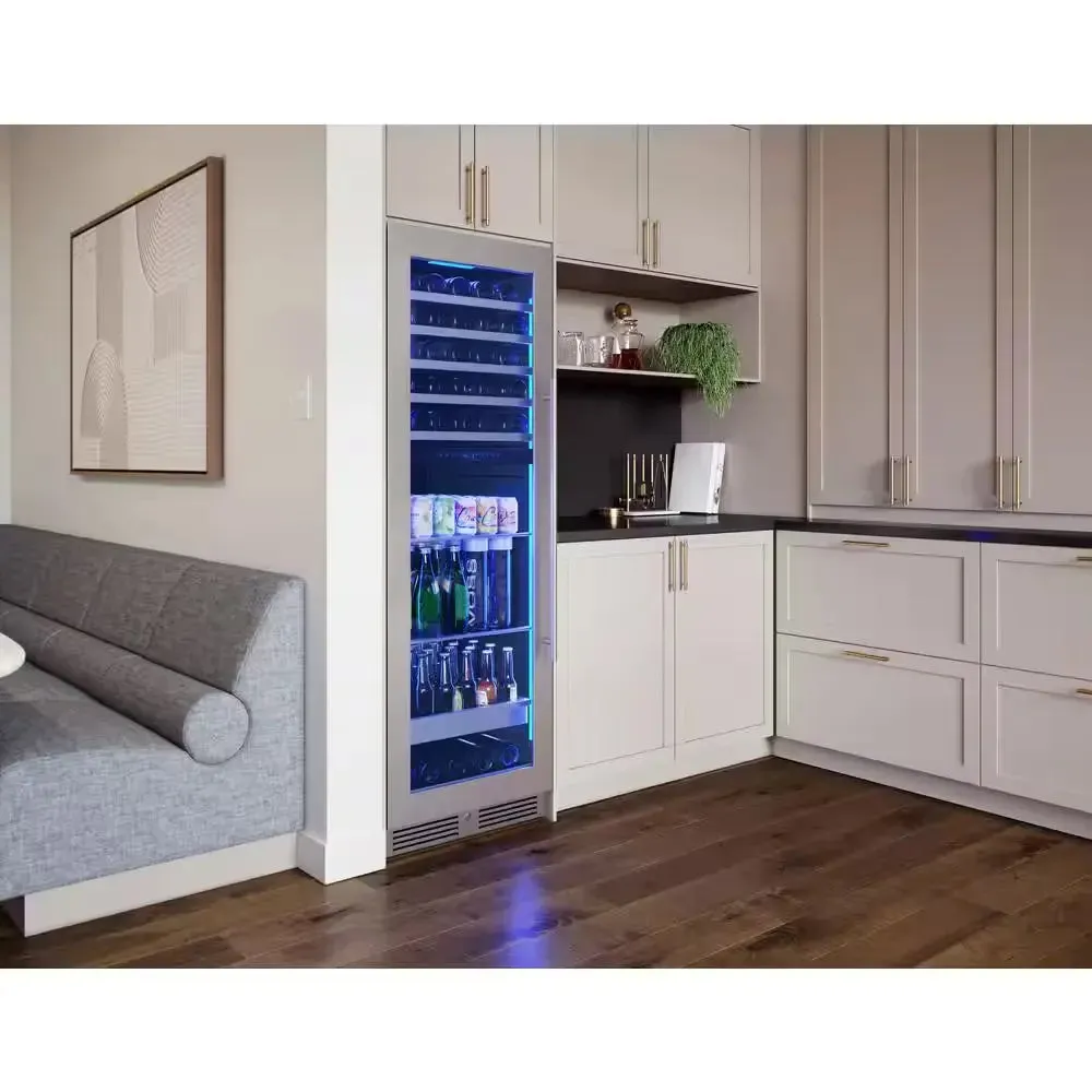 Presrv 24 In. 54-Bottle and 161-Can Dual Zone Full Size Beverage & Wine Cooler in Stainless Steel