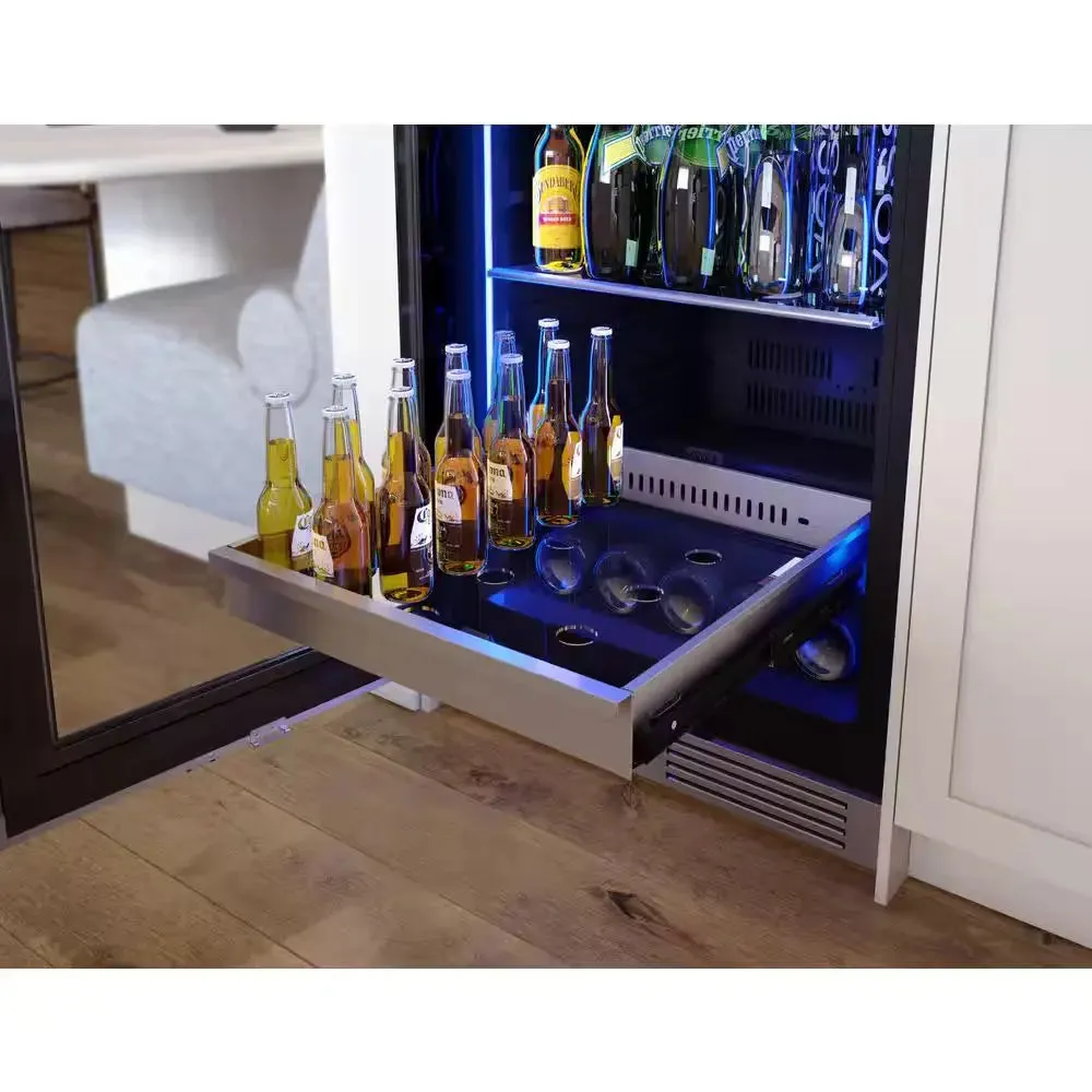 Presrv 24 In. 54-Bottle and 161-Can Dual Zone Full Size Beverage & Wine Cooler in Stainless Steel