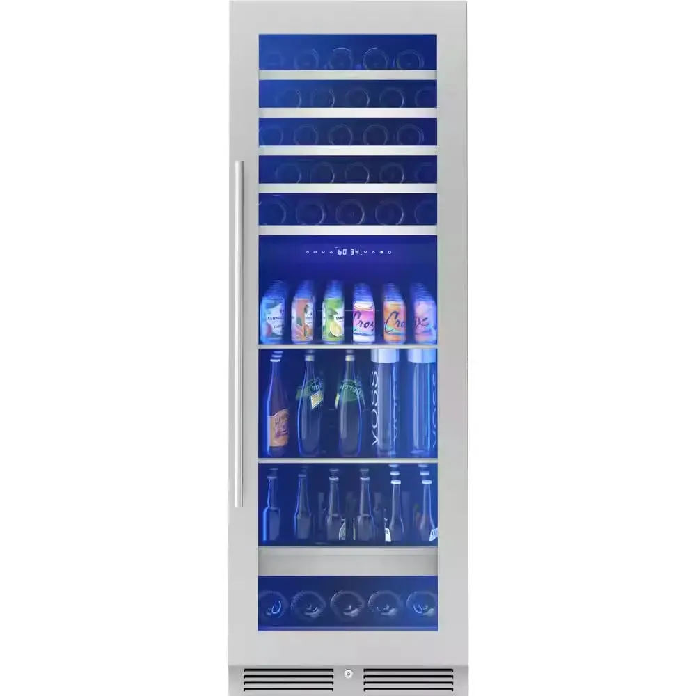 Presrv 24 In. 54-Bottle and 161-Can Dual Zone Full Size Beverage & Wine Cooler in Stainless Steel
