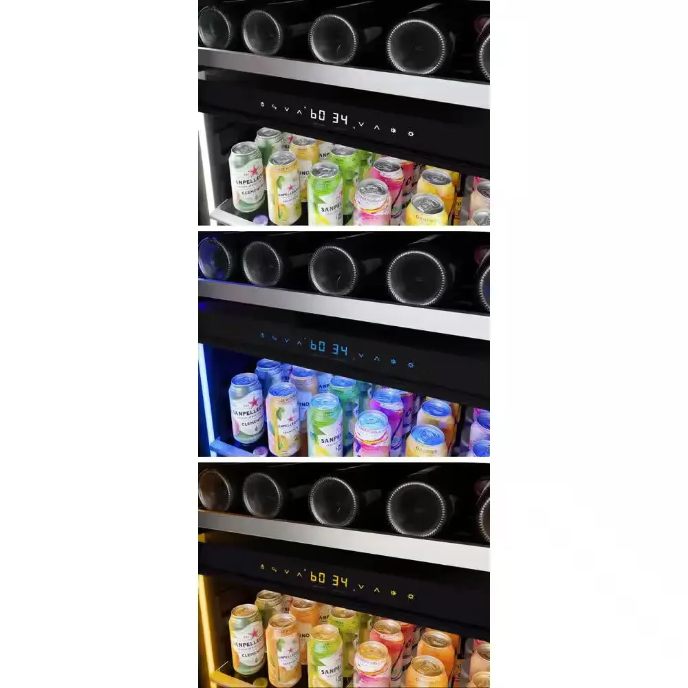 Presrv 24 In. 54-Bottle and 161-Can Dual Zone Full Size Beverage & Wine Cooler in Stainless Steel
