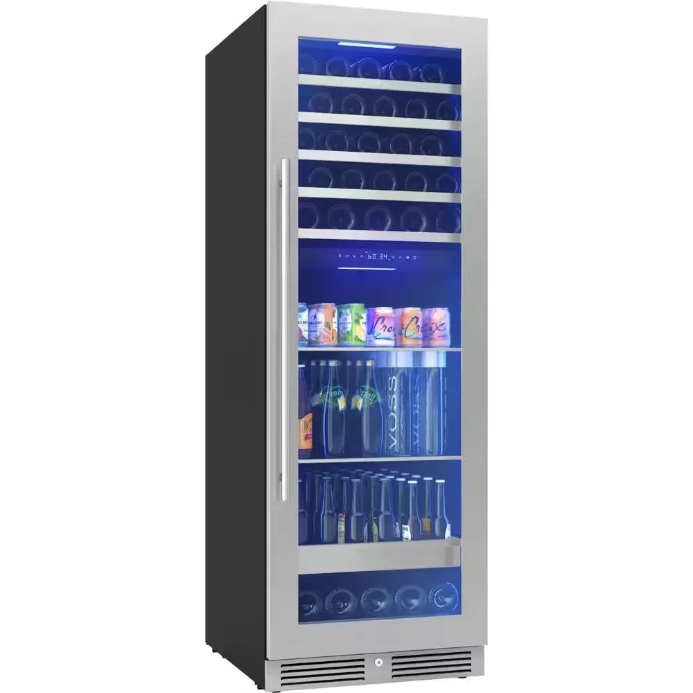 Presrv 24 In. 54-Bottle and 161-Can Dual Zone Full Size Beverage & Wine Cooler in Stainless Steel