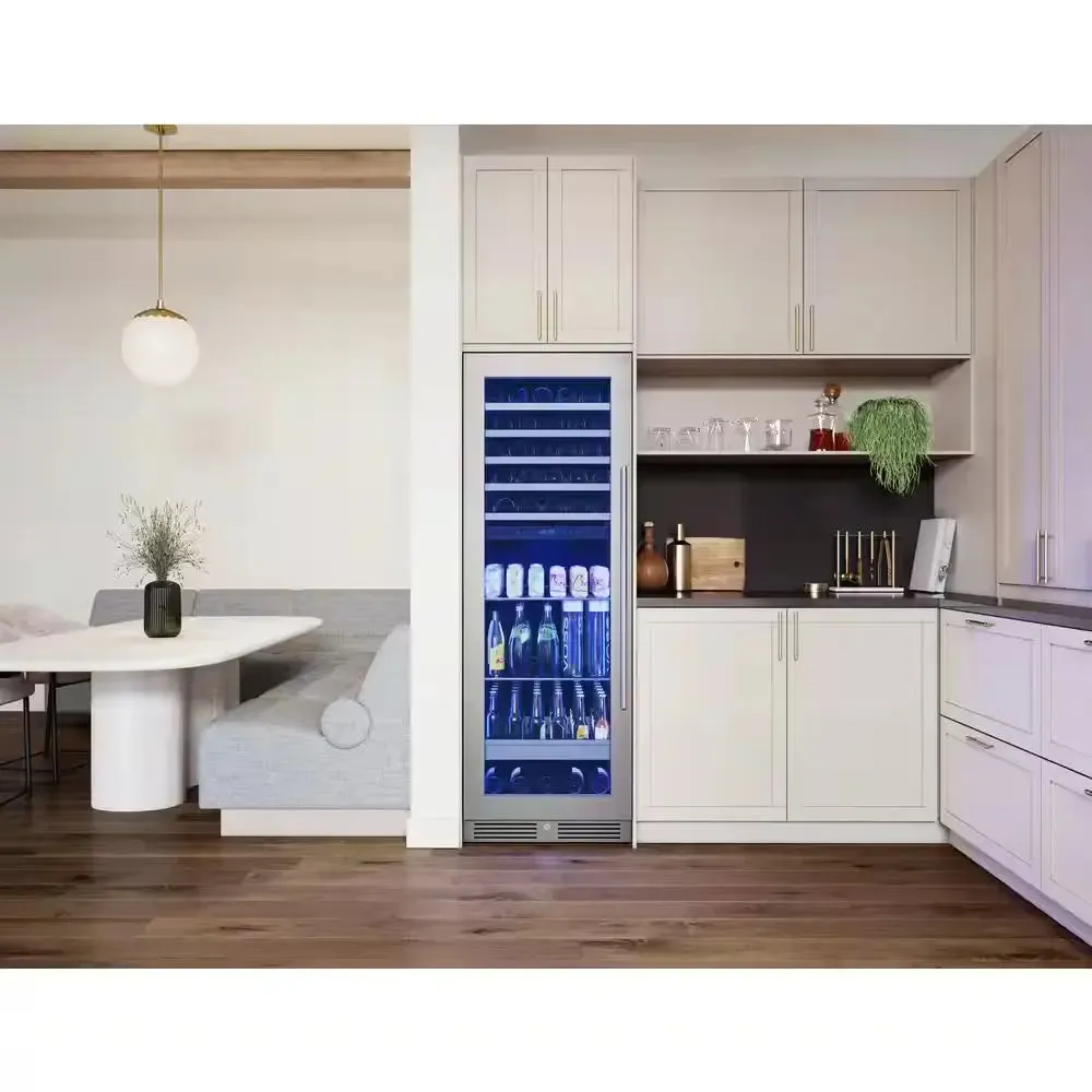 Presrv 24 In. 54-Bottle and 161-Can Dual Zone Full Size Beverage & Wine Cooler in Stainless Steel