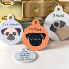 Pug Personalised Dog ID Tag