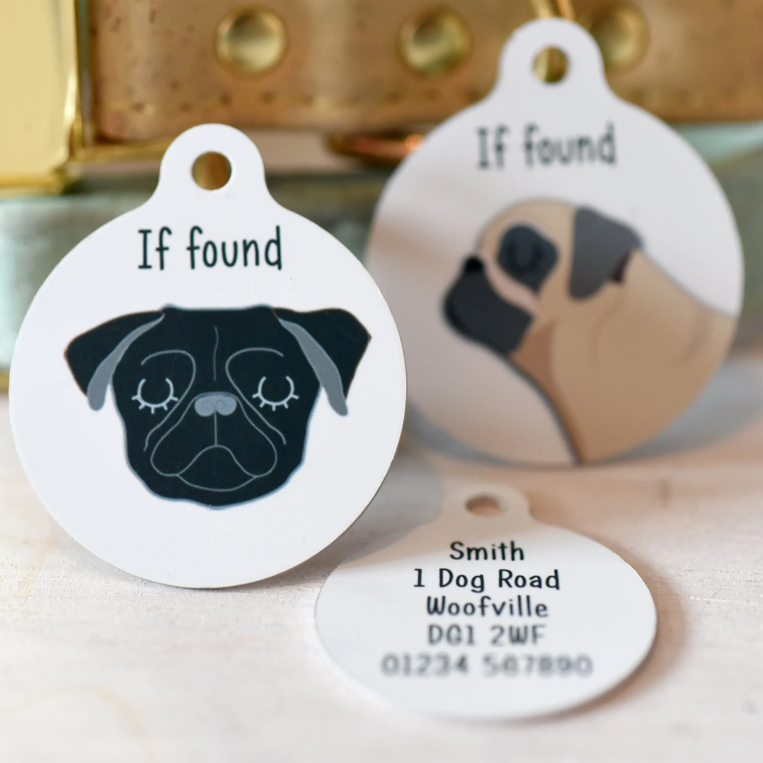 Pug Personalised Dog ID Tag