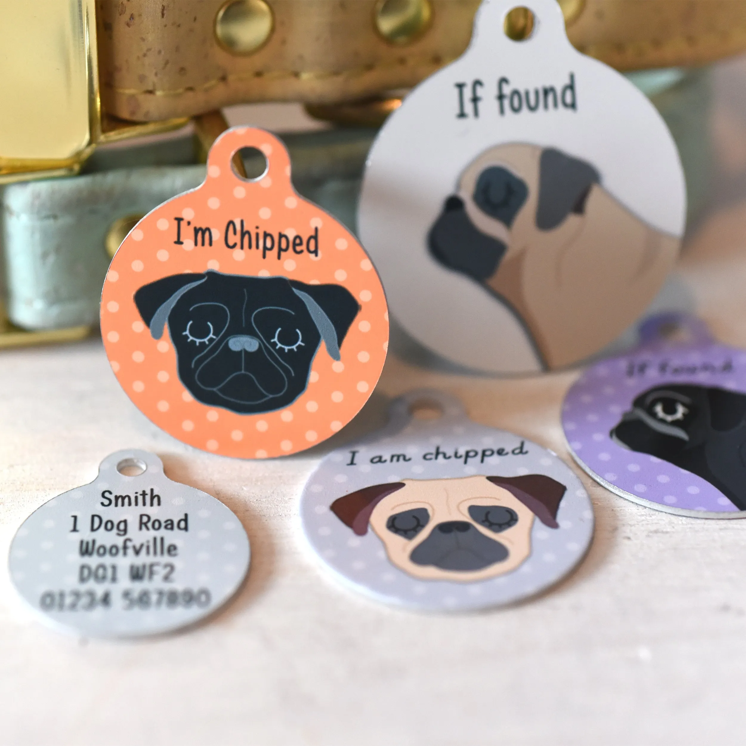 Pug Personalised Dog ID Tag