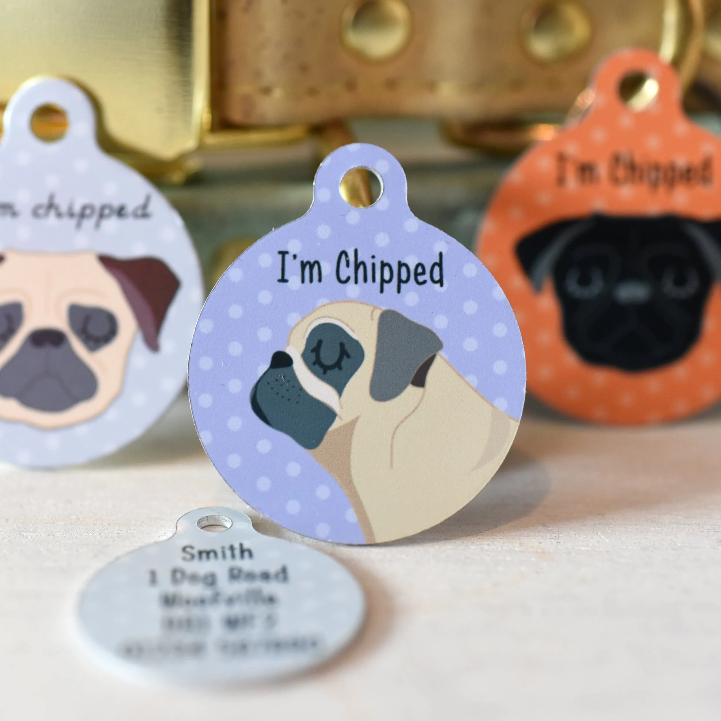 Pug Personalised Dog ID Tag