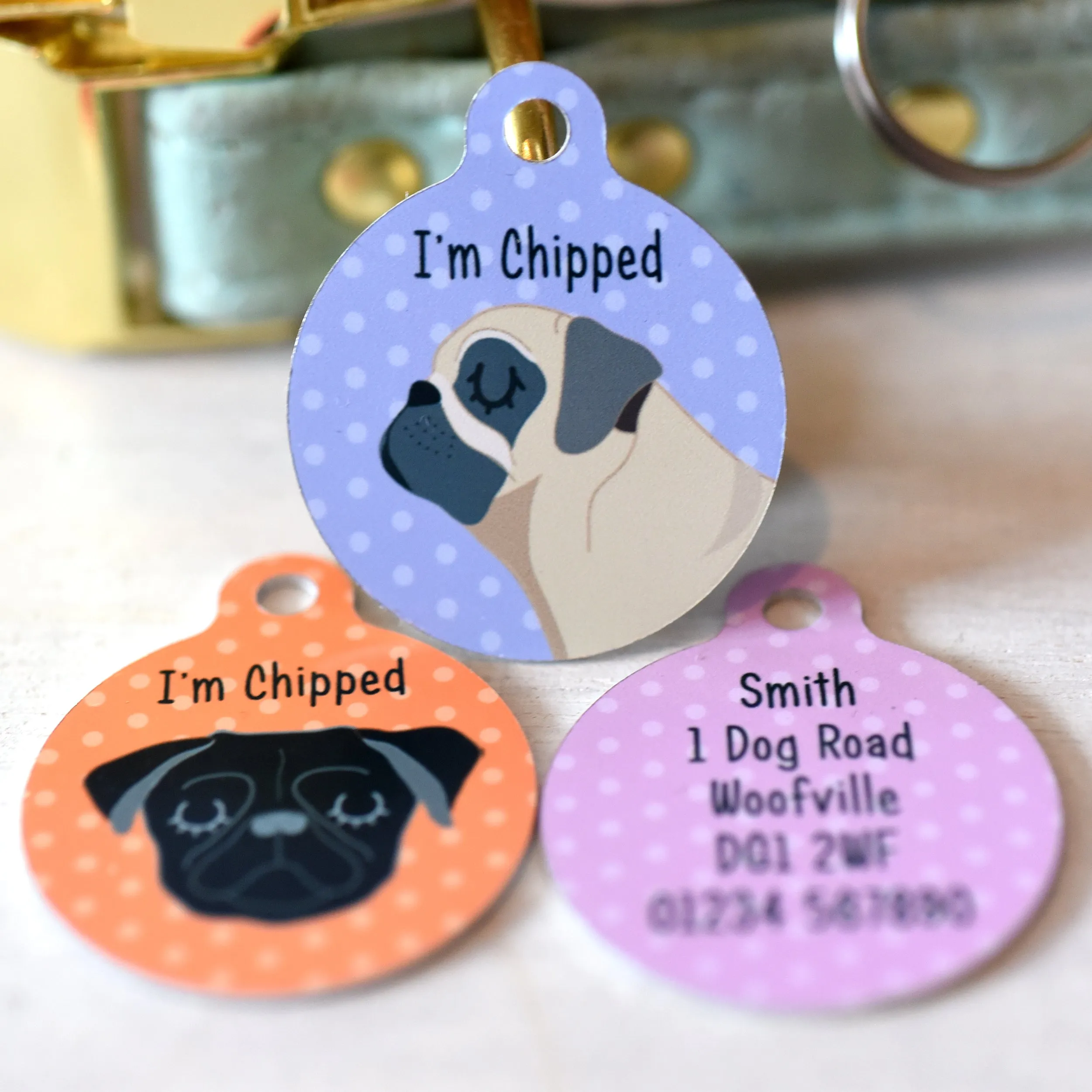 Pug Personalised Dog ID Tag
