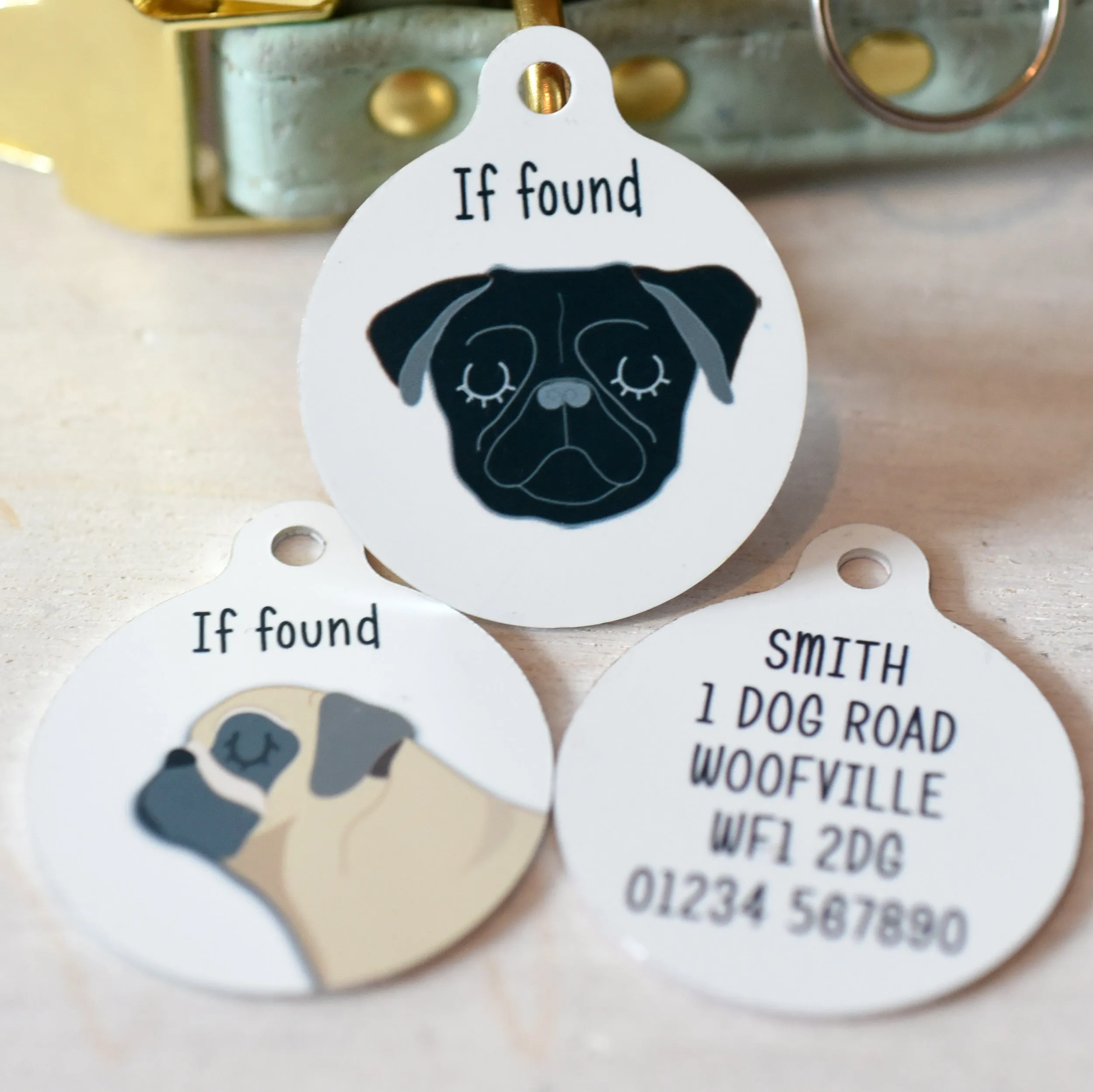 Pug Personalised Dog ID Tag