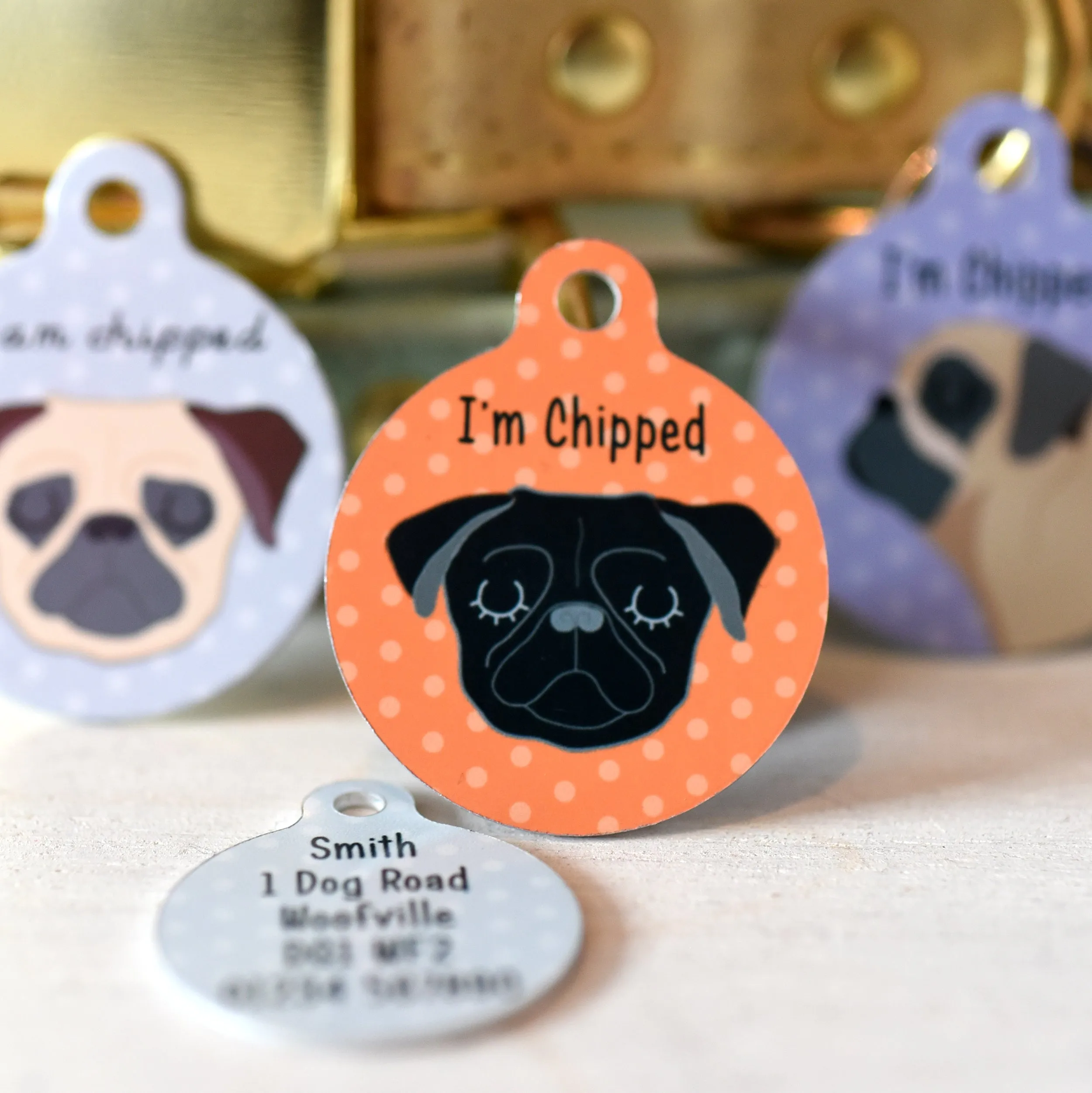 Pug Personalised Dog ID Tag