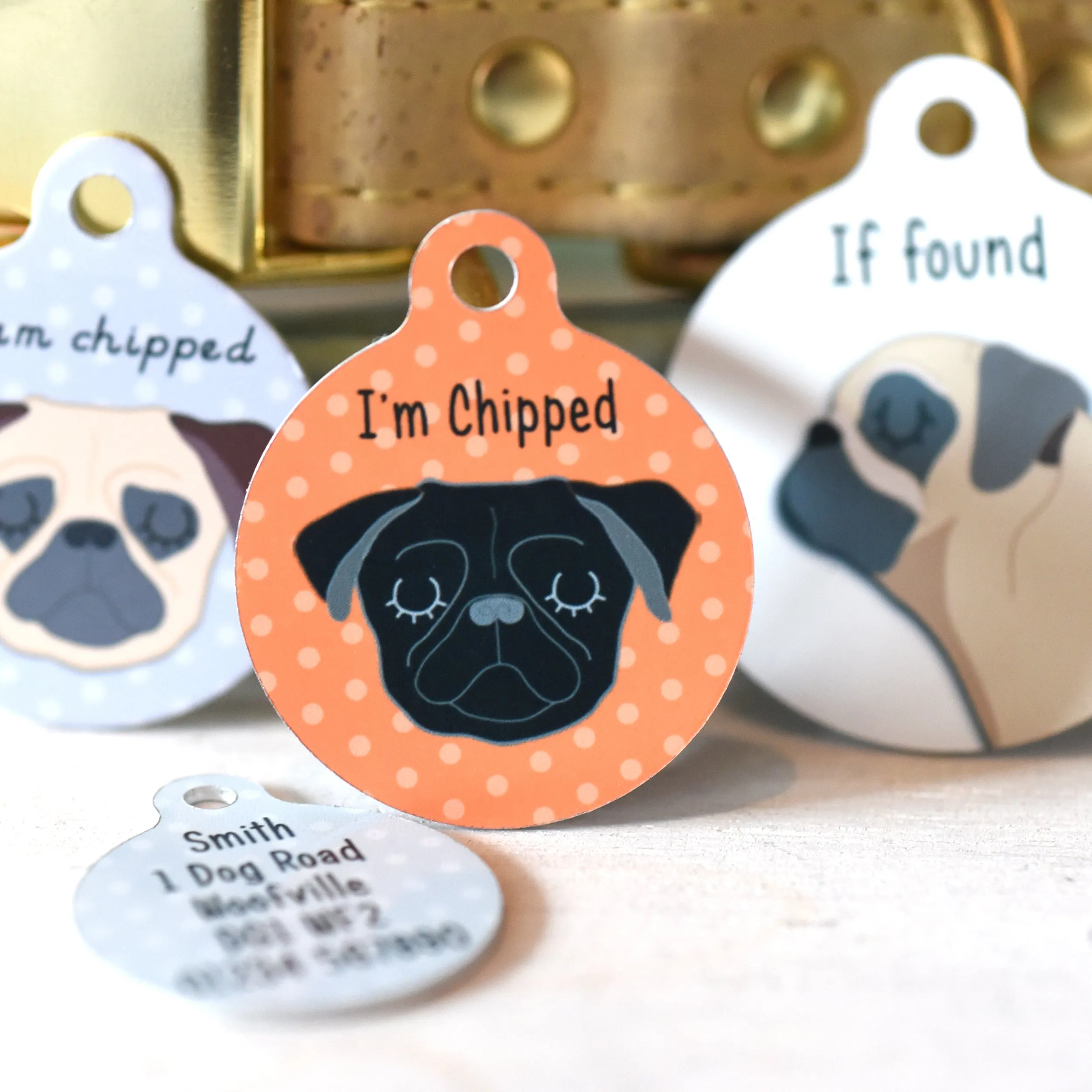 Pug Personalised Dog ID Tag