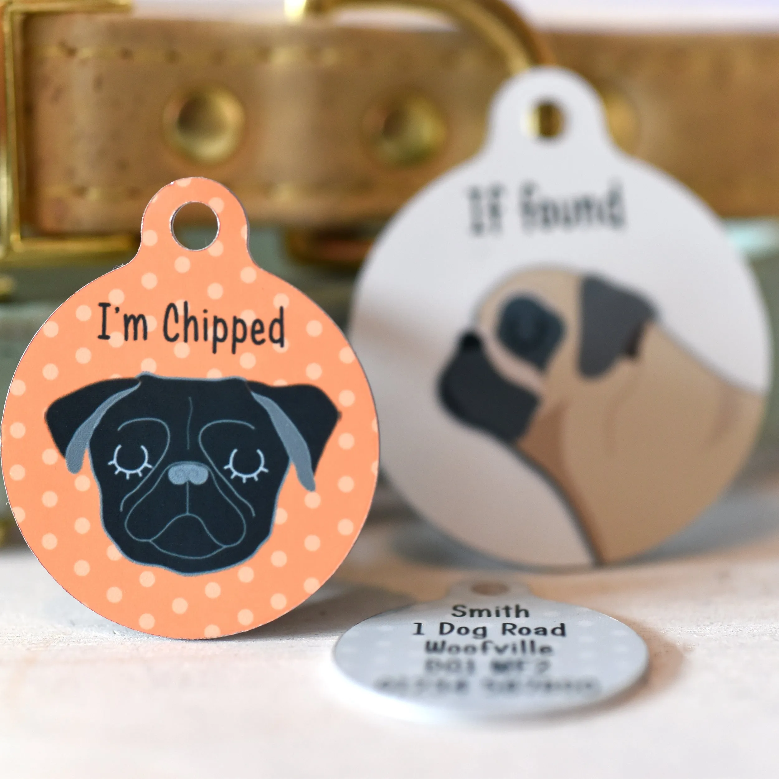 Pug Personalised Dog ID Tag