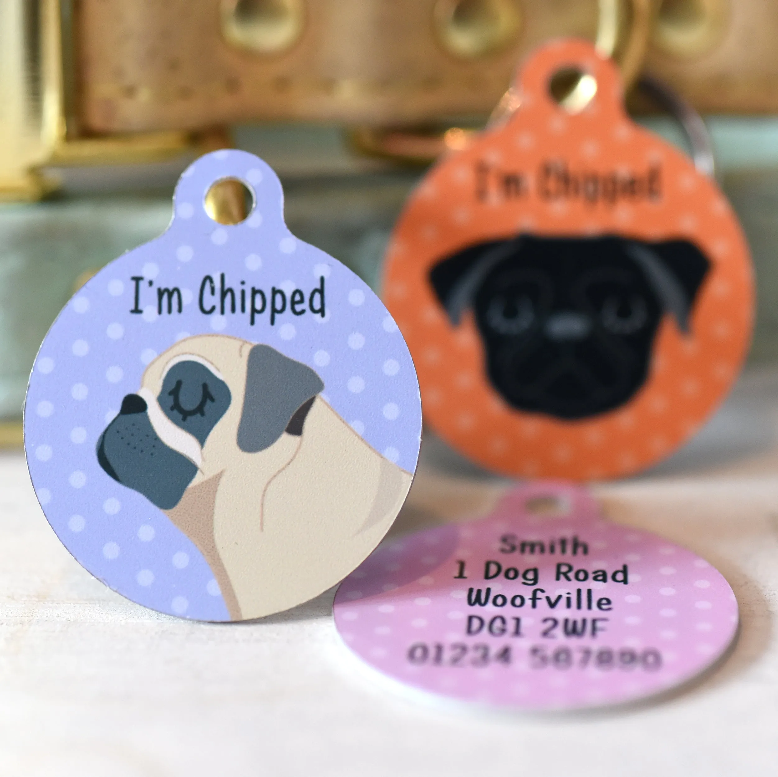 Pug Personalised Dog ID Tag