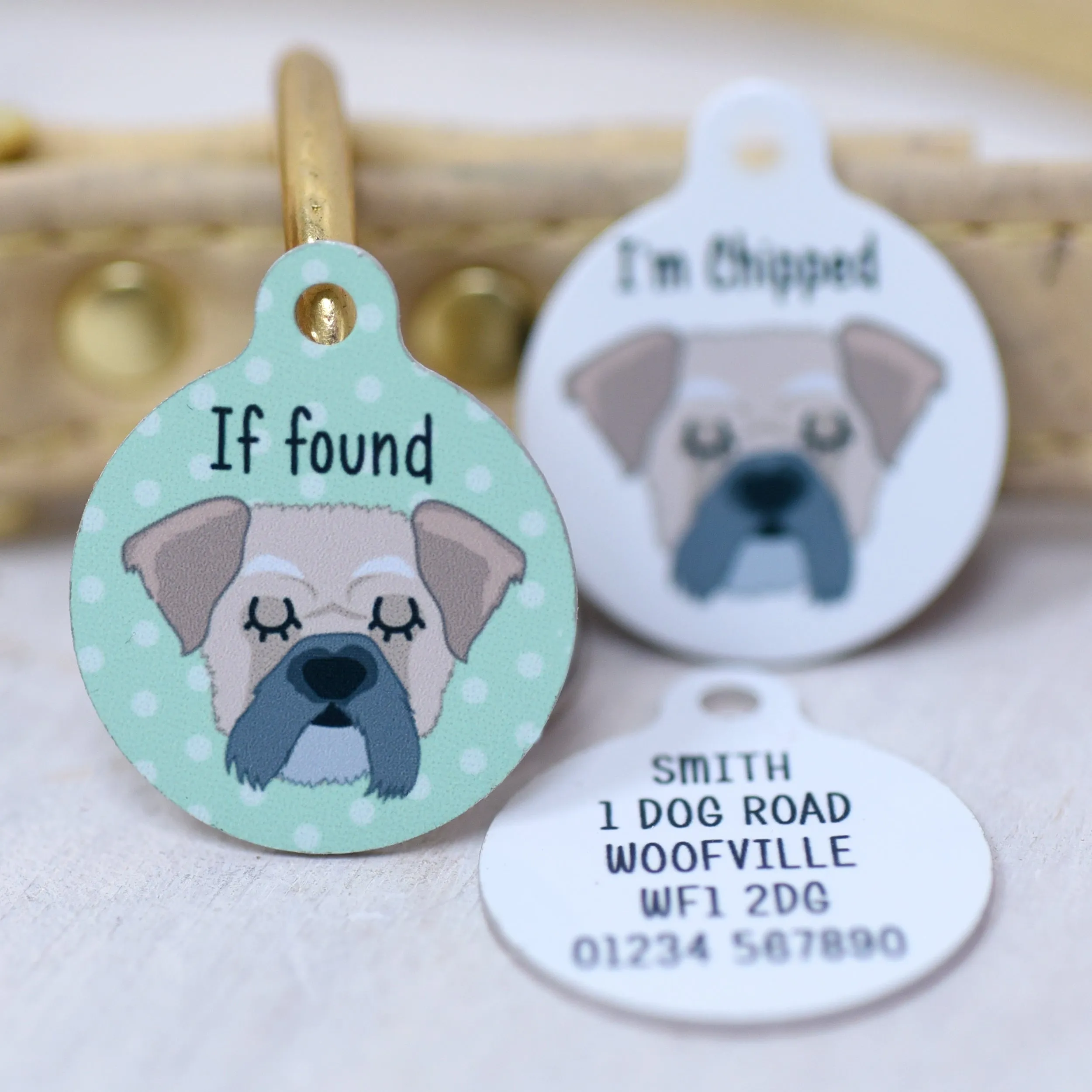Pughasa personalised dog tag