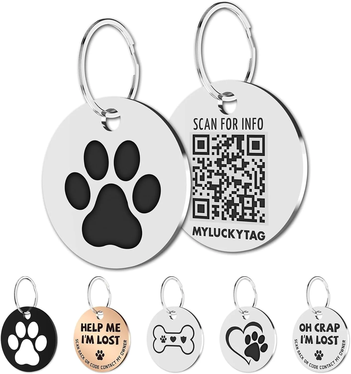 QR Code Stainless Steel Pet ID Tags