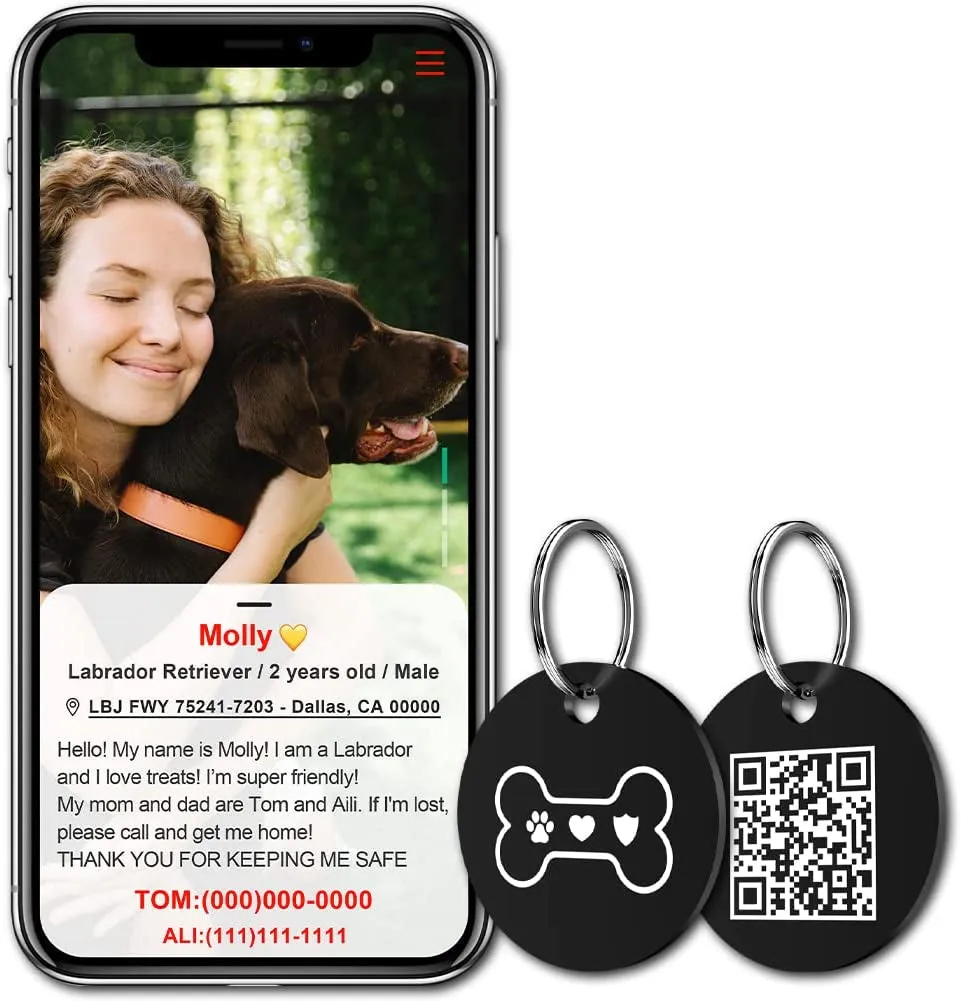 QR Code Stainless Steel Pet ID Tags