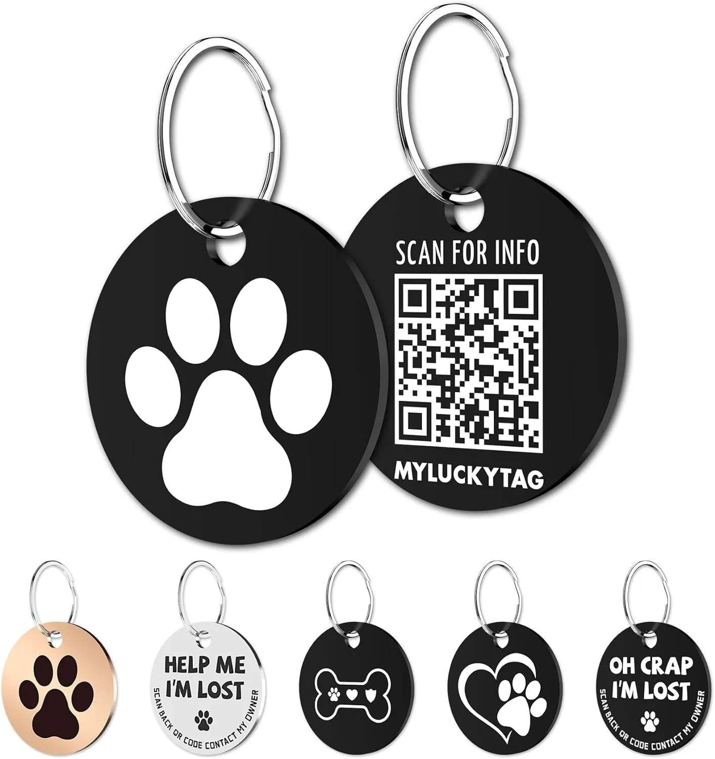 QR Code Stainless Steel Pet ID Tags