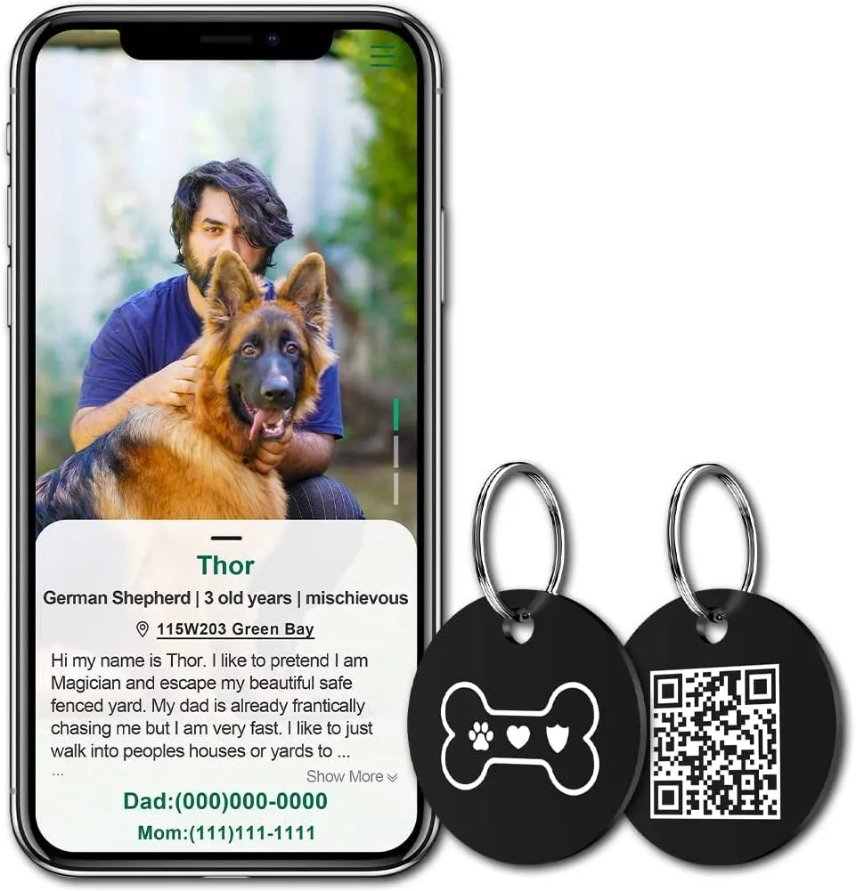 QR Code Stainless Steel Pet ID Tags