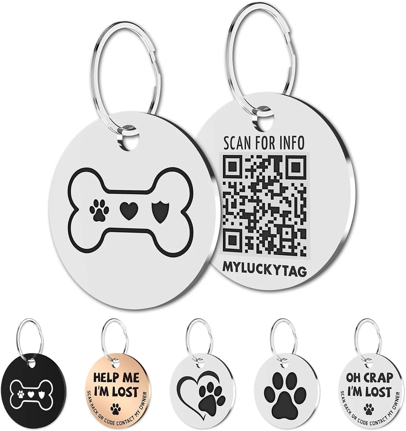 QR Code Stainless Steel Pet ID Tags
